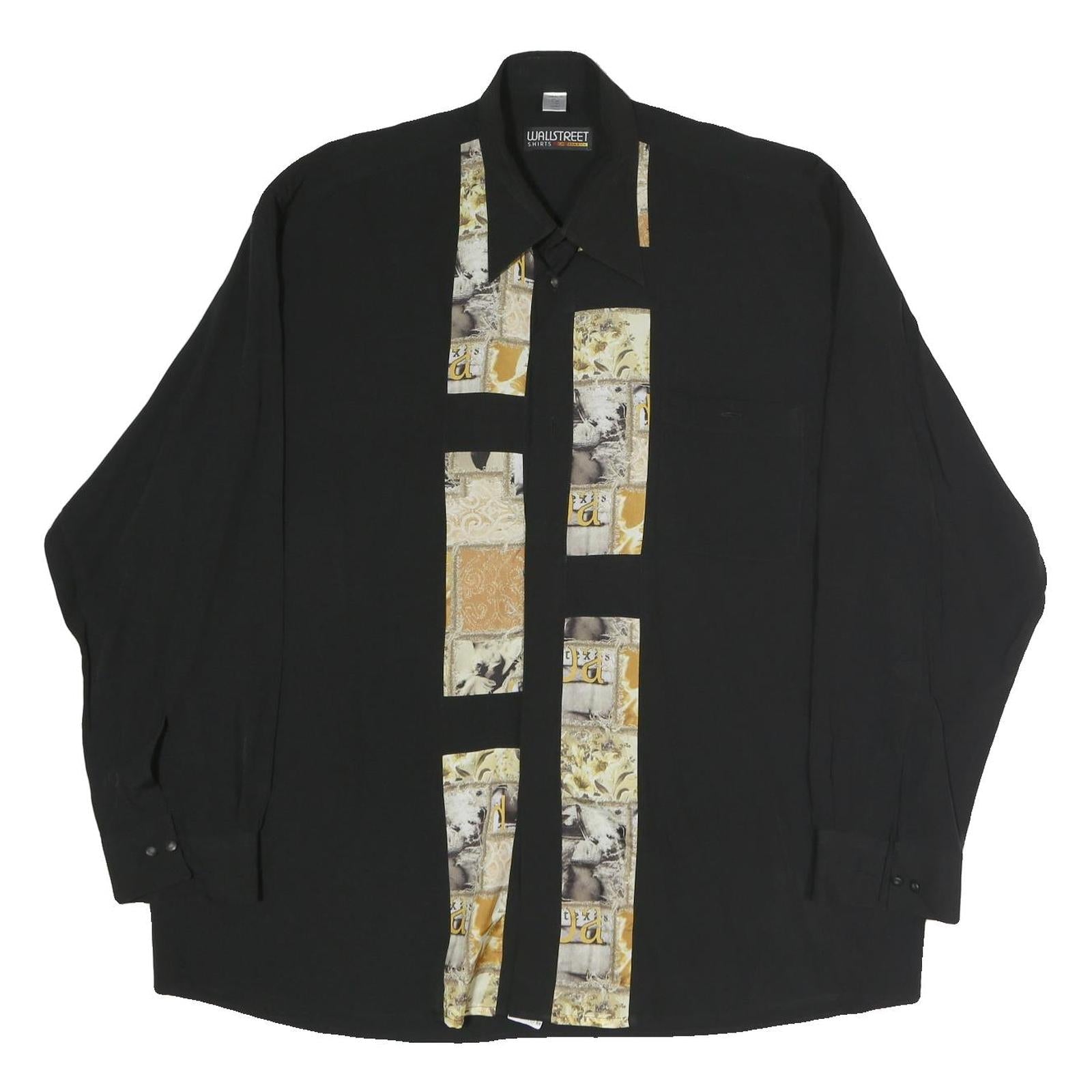 WALLSTREET Mens Black & Beige Pattern Cotton Blend Long Sleeve Shirt L Stylish Refurbished - N/A refurbished available on Cerqular