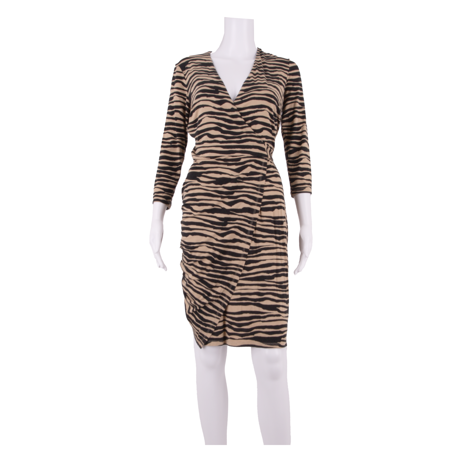 HOBBS LONDON Womens Wrap Dress Brown Viscose Animal Print Knee Length UK 8 Refurbished - N/A refurbished available on Cerqular