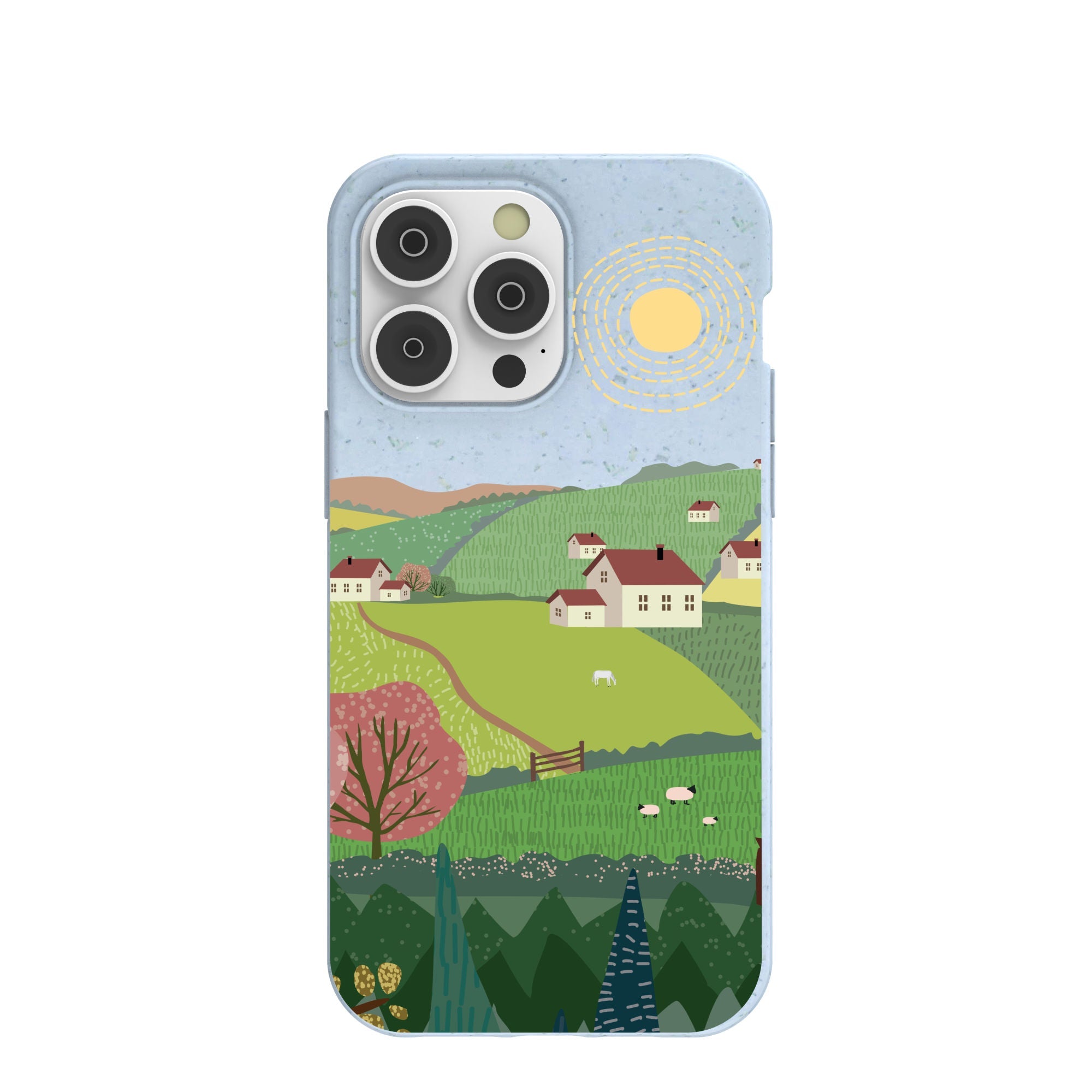 Powder Blue Sunny Countryside iPhone 14 Pro Max Case Refurbished - Pela Case refurbished available on Cerqular