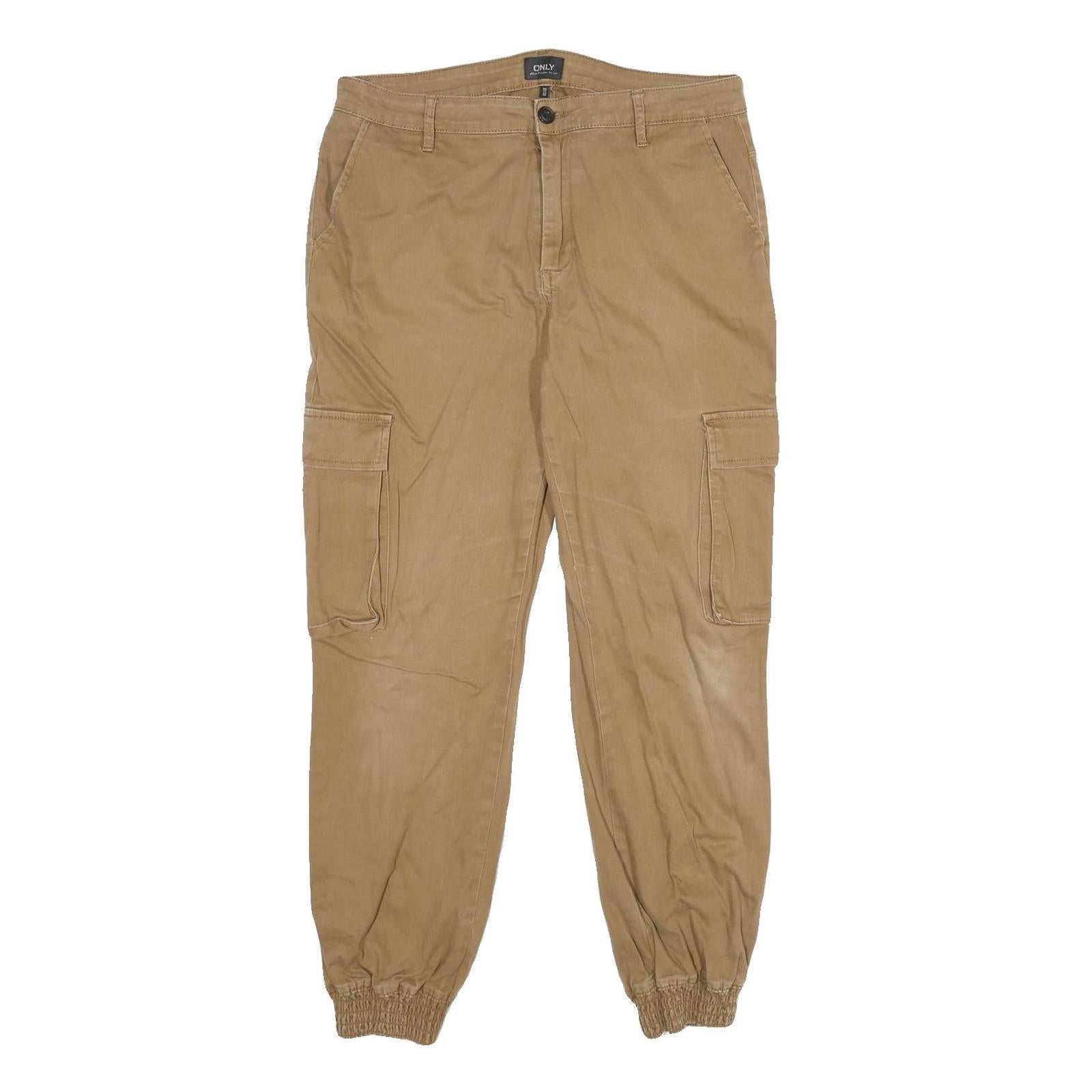 ONLY Mens Cotton Blend Beige Regular Cargo Trousers W32 L28 Zip Closure Casual Refurbished - N/A refurbished available on Cerqular
