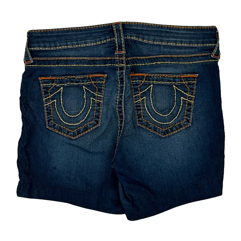True Religion Denim Shorts - 28W UK 8 Dark Wash Cotton Blend Refurbished - Thrifted (note: this is a term often used to describe second- refurbished available on Cerqular