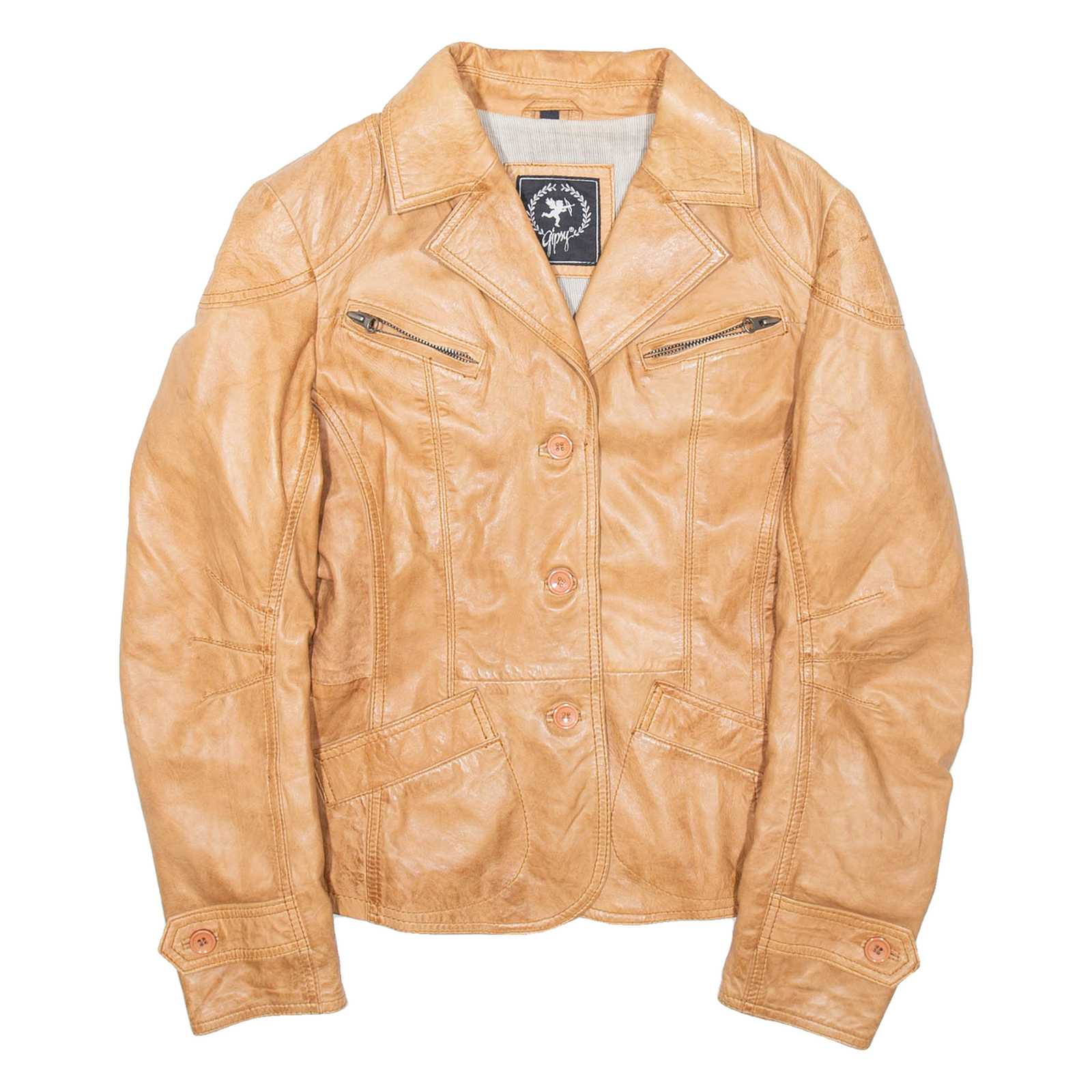 GIPPY Womens Aviator Coat Brown Leather S Refurbished - N/A refurbished available on Cerqular