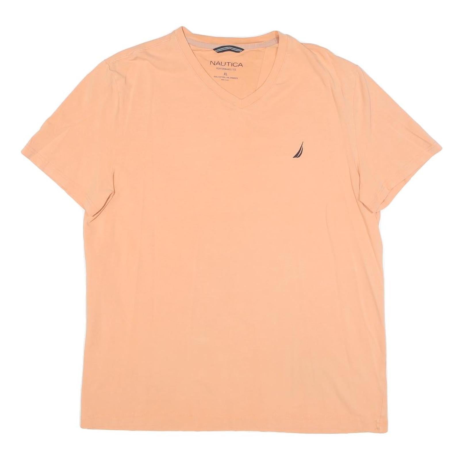Buy NAUTICA Mens Peach V-Neck T-Shirt XL Cotton Blend Casual Logo Embroidered Refurbished - $22.09 NAUTICA Mens Peach V-Neck T-Shirt XL Cotton Blend Casual Logo Embroidered Refurbished - N/A refurbished available on Cerqular
