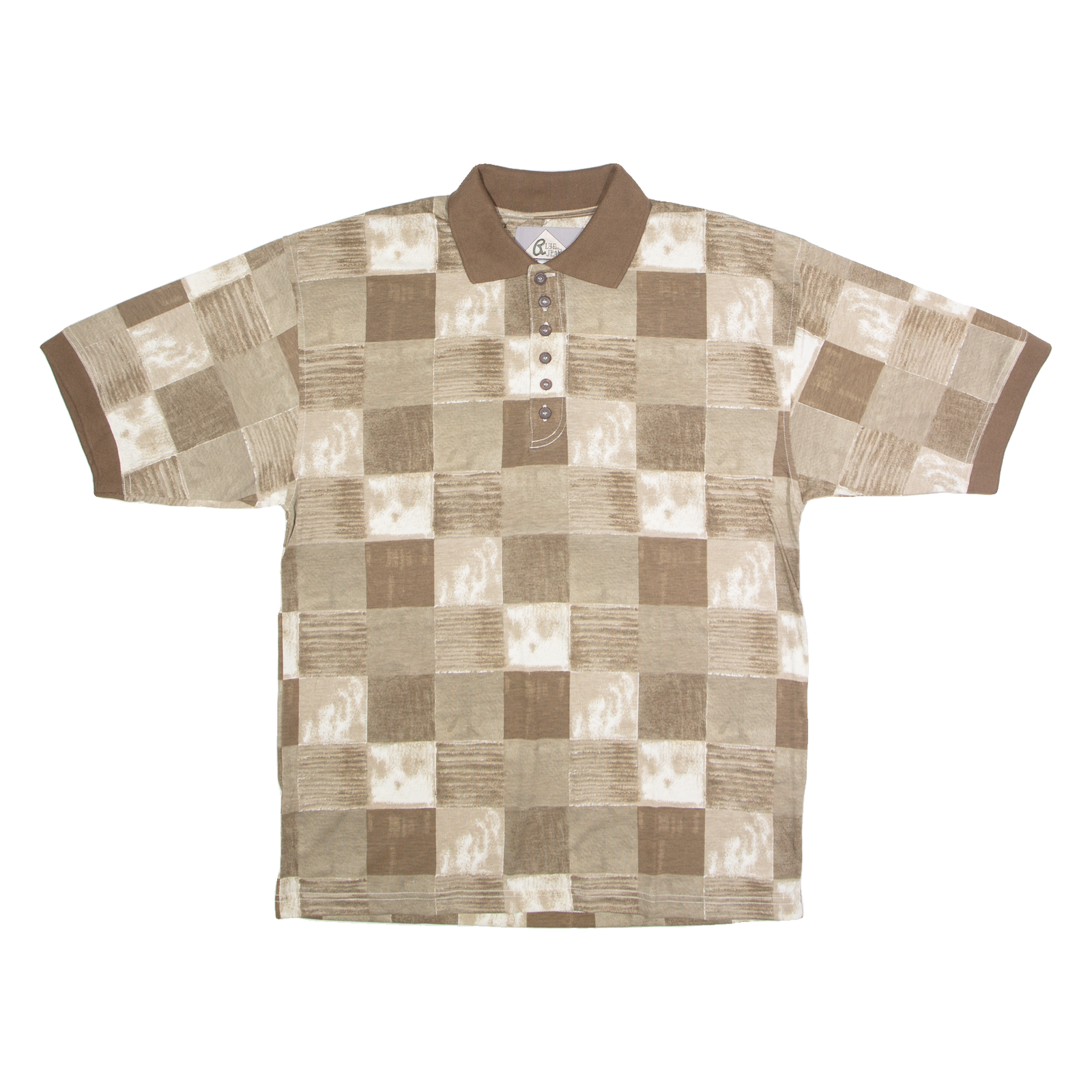 BLUE JEANS Mens Polo Shirt Brown 90s Check M Refurbished - N/A refurbished available on Cerqular