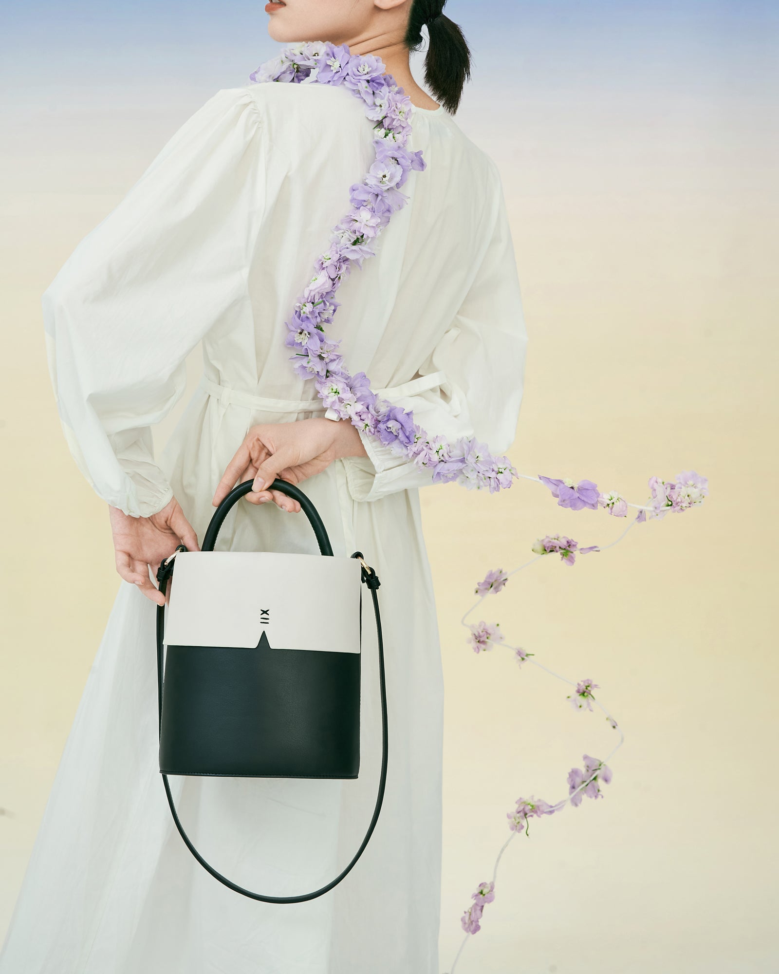 Gaia Bucket Bag | Color: Black x Oat Refurbished - ONE (assuming it refers to the brand "ONE") refurbished available on Cerqular
