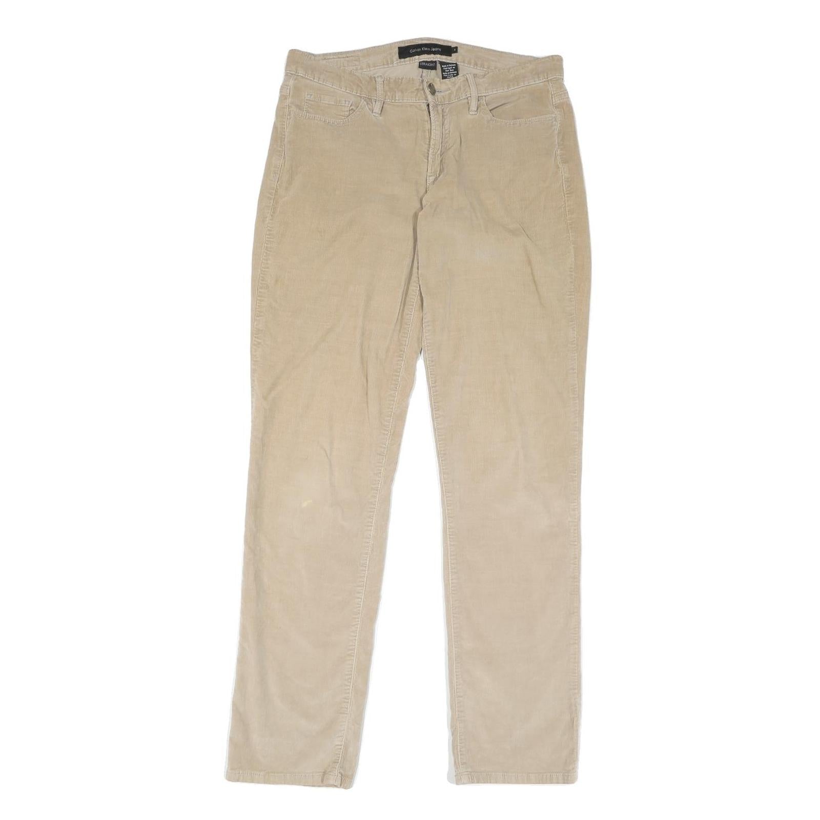 CALVIN KLEIN JEANS Womens Cotton Blend Beige Regular Straight Trousers W32 L32 Refurbished - N/A refurbished available on Cerqular