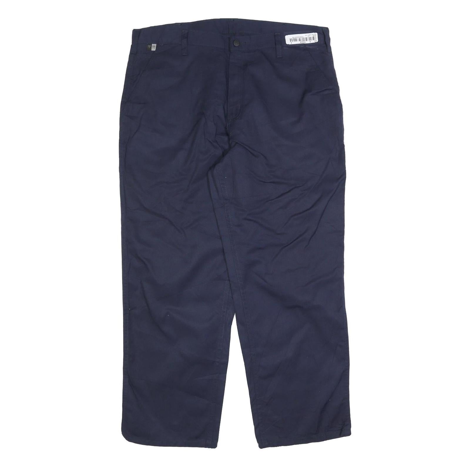 CARHARTT Mens Cotton Blend Navy Blue Regular Straight Trousers W38 L30 Workwear Refurbished - N/A refurbished available on Cerqular