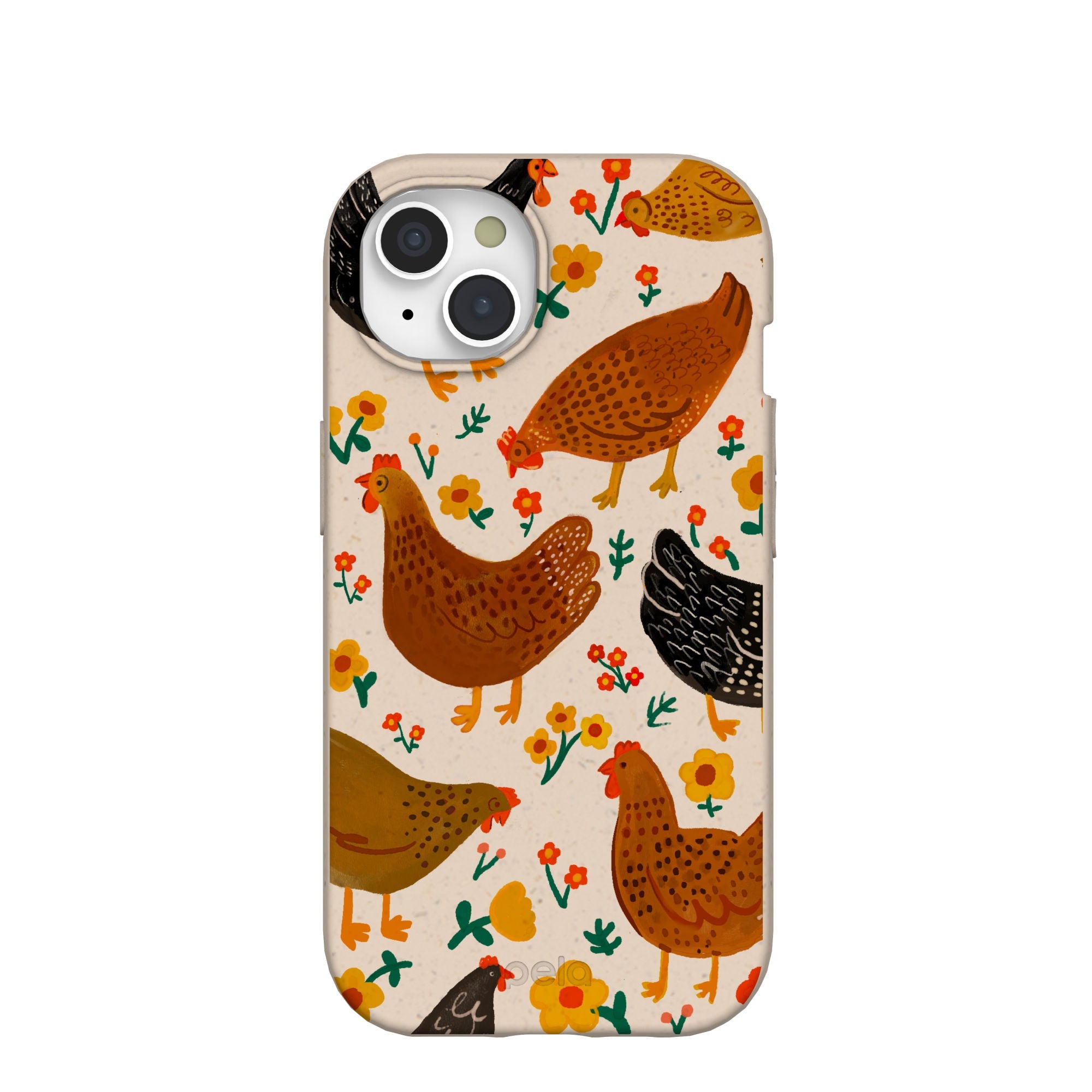 Seashell Chicken Garden iPhone 15 Case Refurbished - Pela Case refurbished available on Cerqular