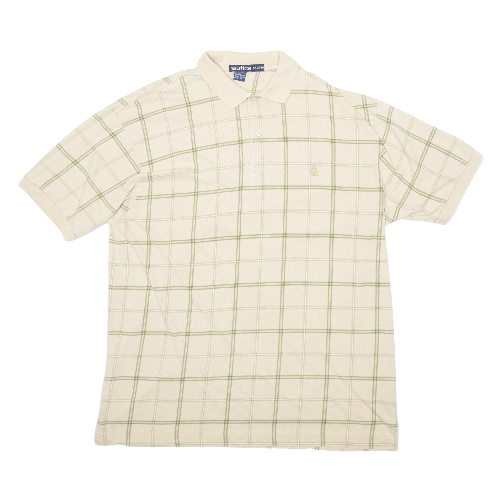 NAUTICA Mens Polo Shirt Beige Check Short Sleeve 2XL Refurbished - N/A refurbished available on Cerqular