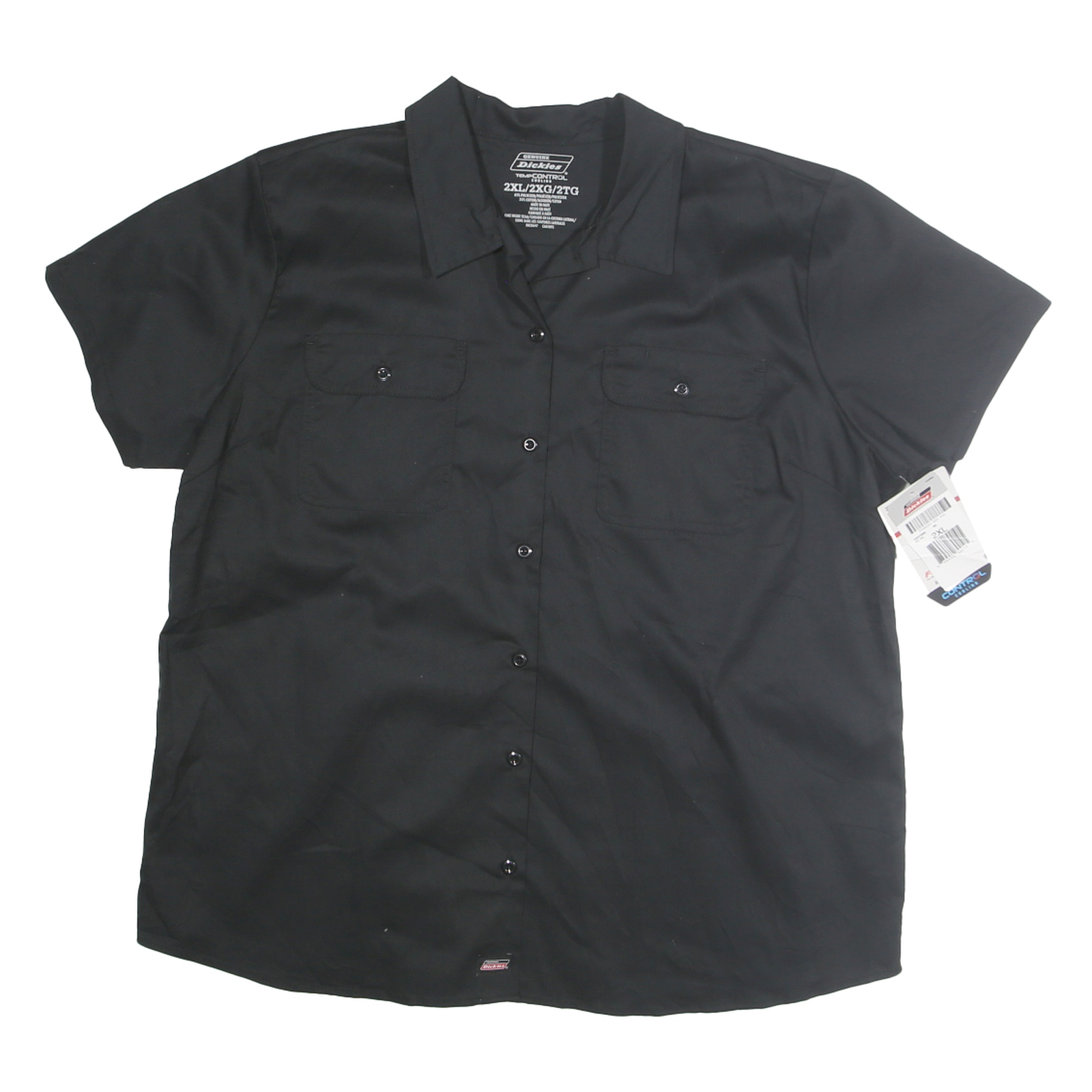 DICKIES Womens Black Work Shirt 2XL Cotton Blend Short Sleeve Button Front Refurbished - N/A refurbished available on Cerqular