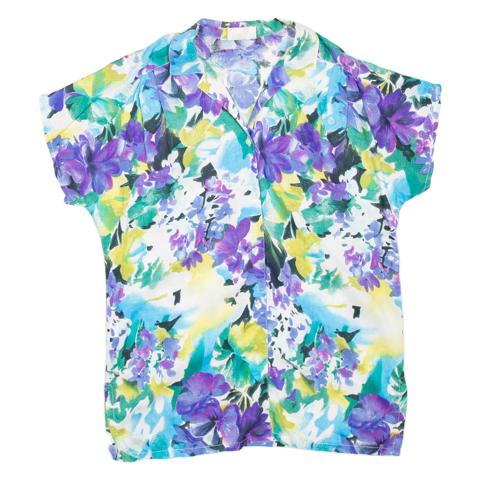 Womens Printed Shirt Blue Collared Floral M Refurbished - N/A refurbished available on Cerqular