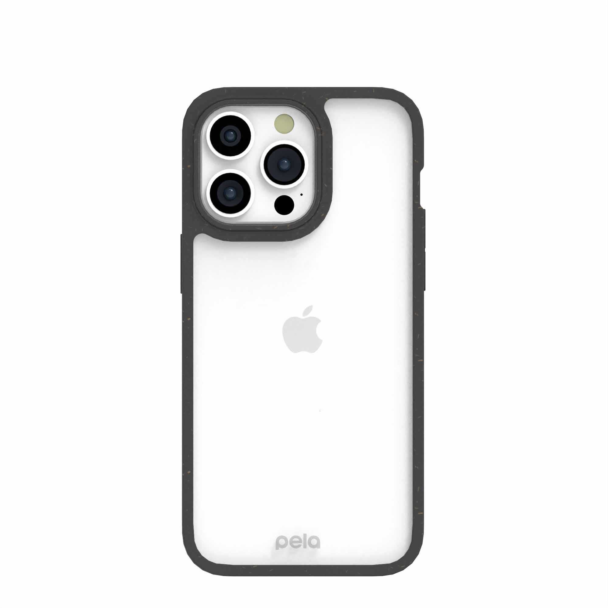 Clear iPhone 15 Pro Max Case with Black Ridge Refurbished - Pela Case refurbished available on Cerqular