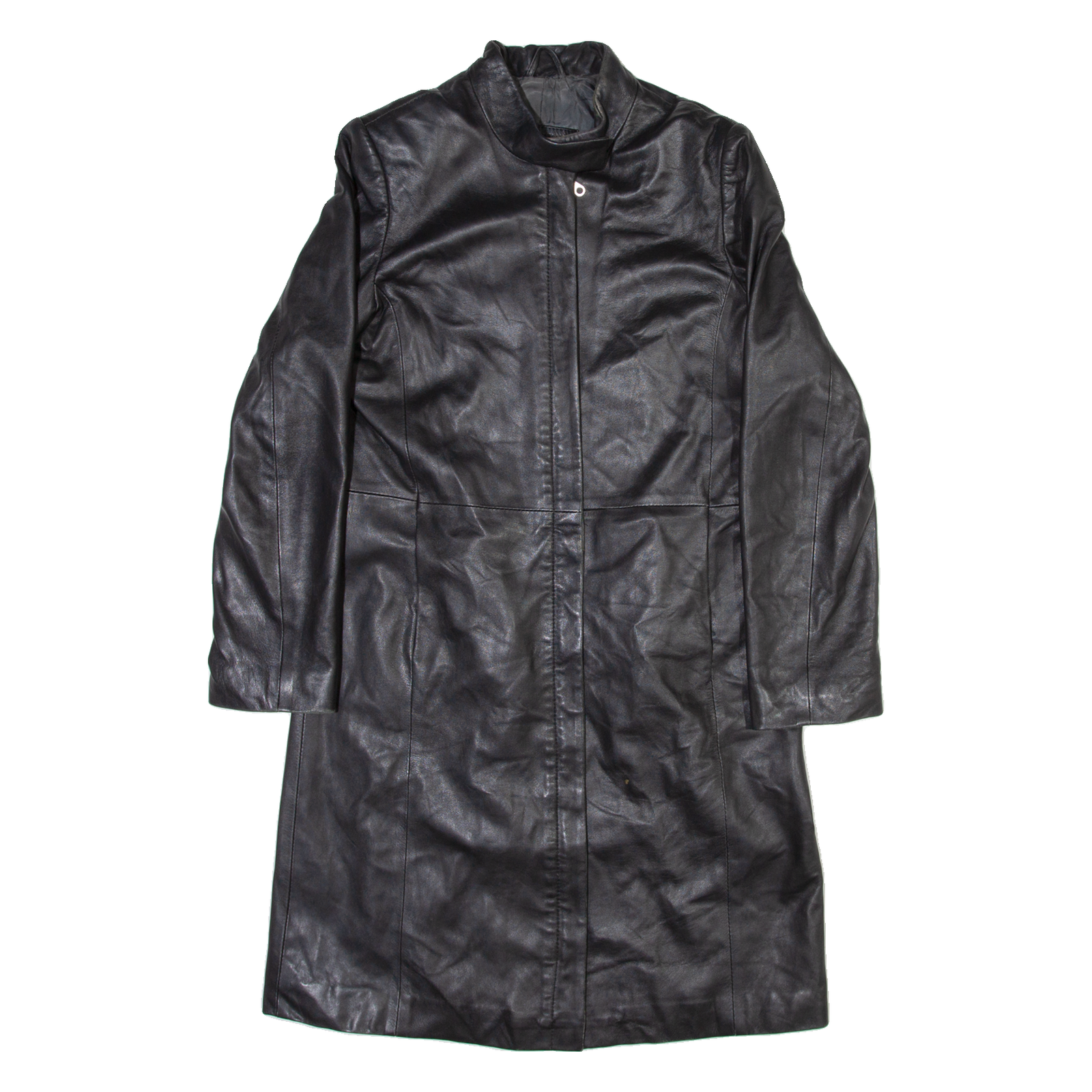 PROUD FOOT Padded Shoulders Womens Trench Jacket Black Leather M Refurbished - N/A refurbished available on Cerqular