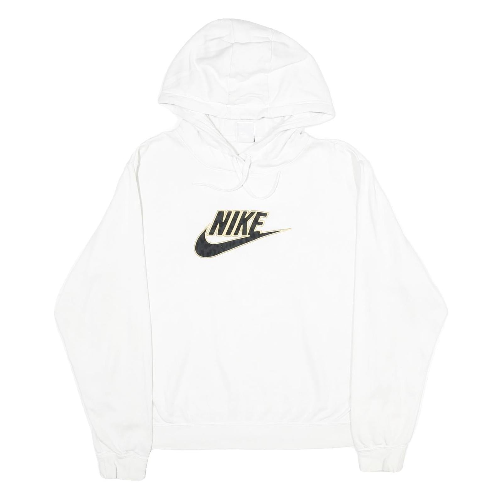 NIKE Womens White Hoodie M Cotton Blend Pullover Sweatshirt Logo Print Refurbished - N/A refurbished available on Cerqular