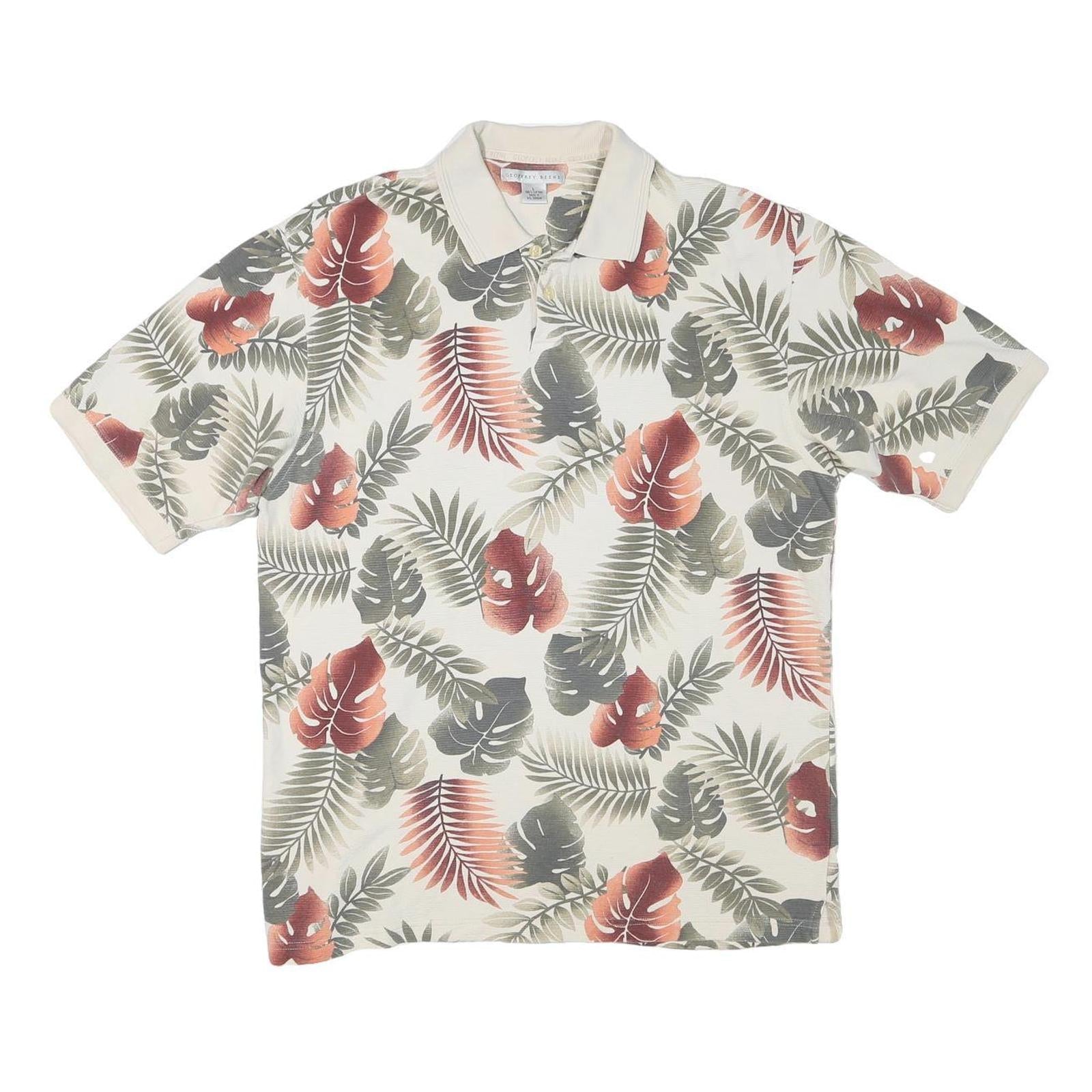 Buy GEOFFRY BEENE Mens Cream Green Red Leaf Pattern Short Sleeve Polo Shirt L Cotton Refurbished - $14.29 GEOFFRY BEENE Mens Cream Green Red Leaf Pattern Short Sleeve Polo Shirt L Cotton Refurbished - N/A refurbished available on Cerqular