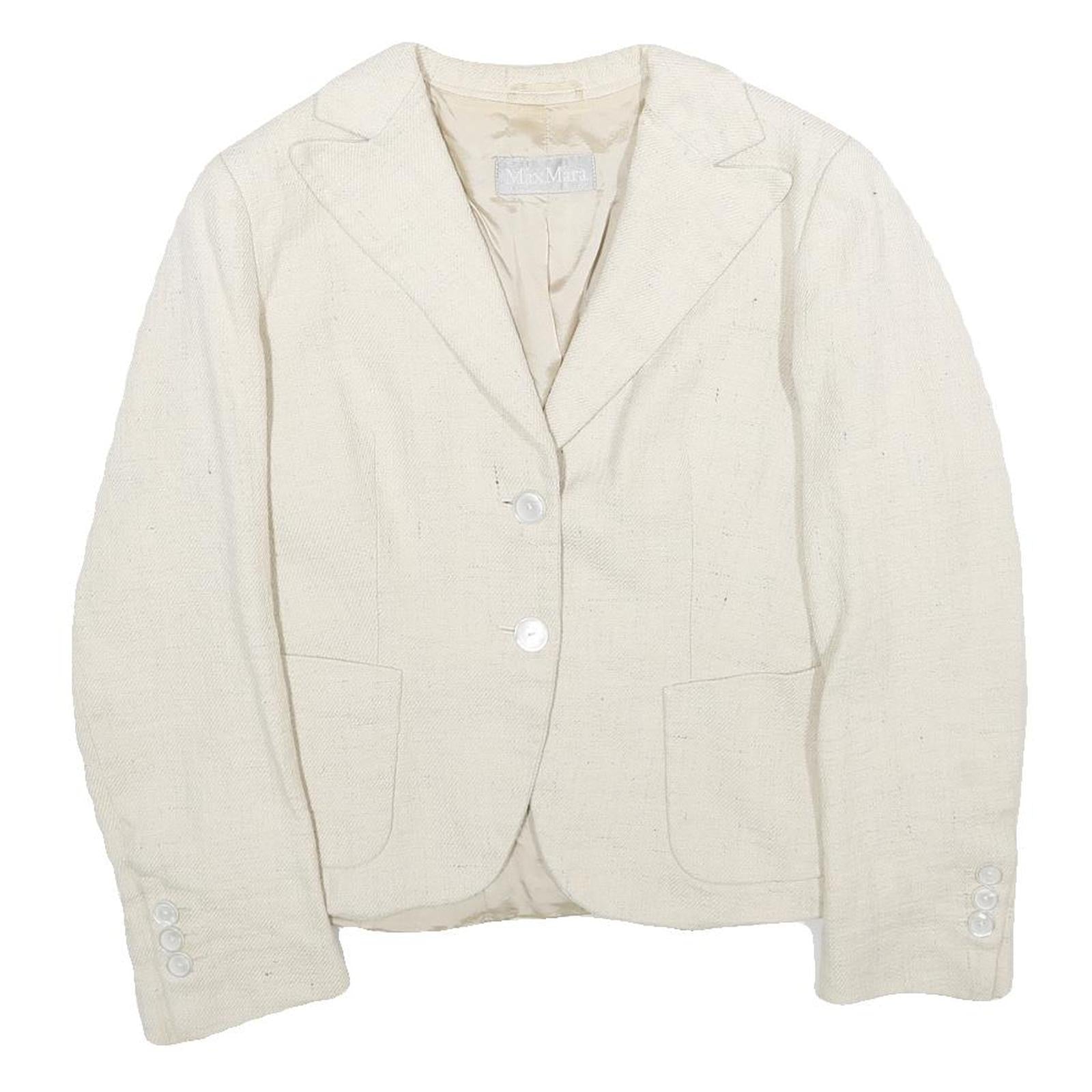 MAX MARA Womens Cream Jacket Cotton Blend UK 16 Button Closure Tailored Fit Refurbished - N/A refurbished available on Cerqular