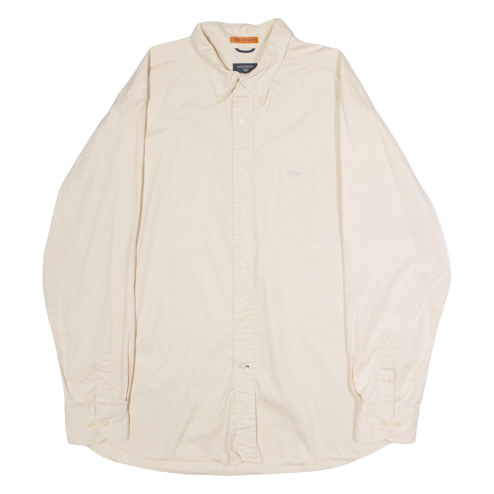 DOCKERS Mens Plain Shirt Beige 90s Long Sleeve XL Refurbished - N/A refurbished available on Cerqular