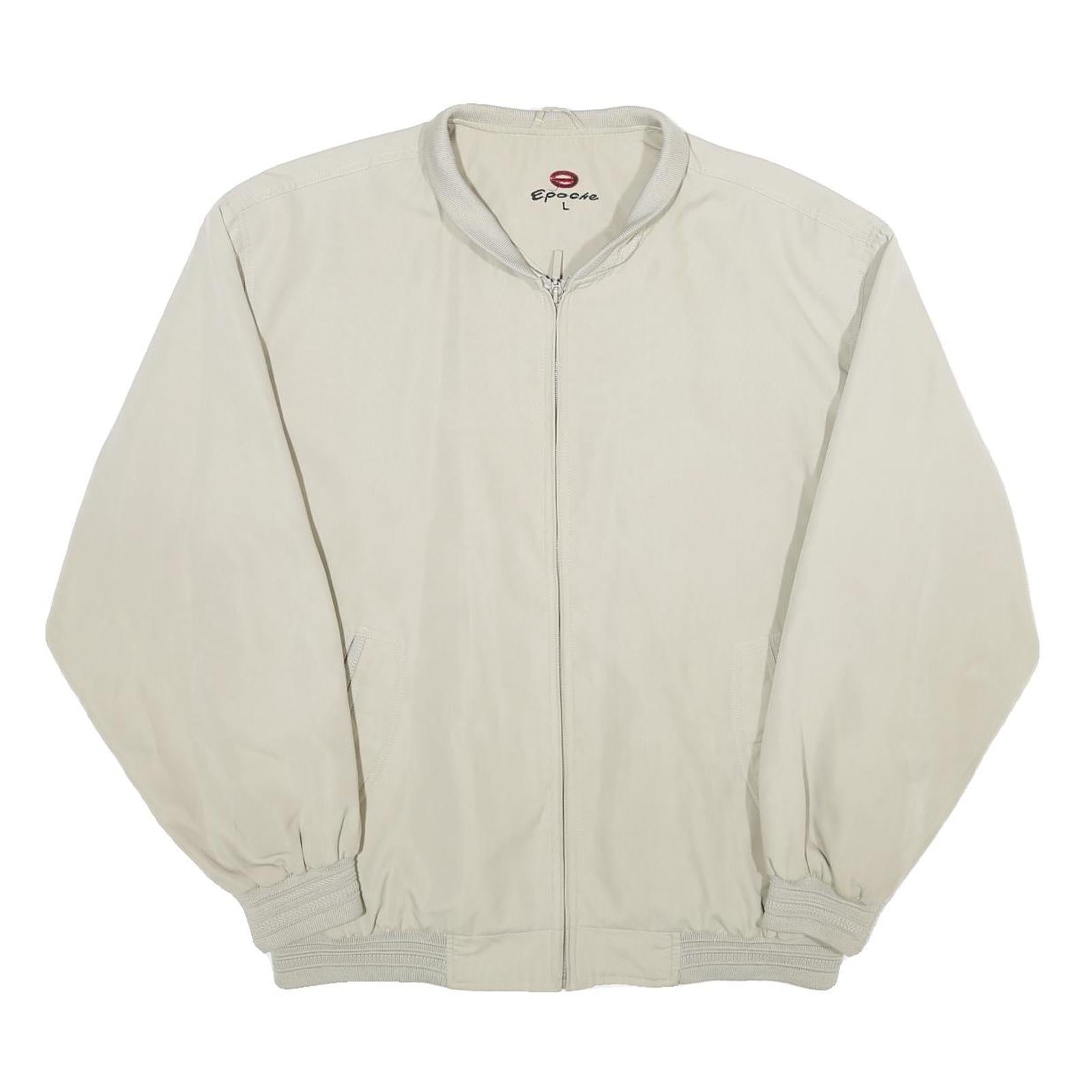 EPOCHE Mens Cream Bomber Jacket L Polyester Plain Zip Closure Casual Lightweight Refurbished - N/A refurbished available on Cerqular