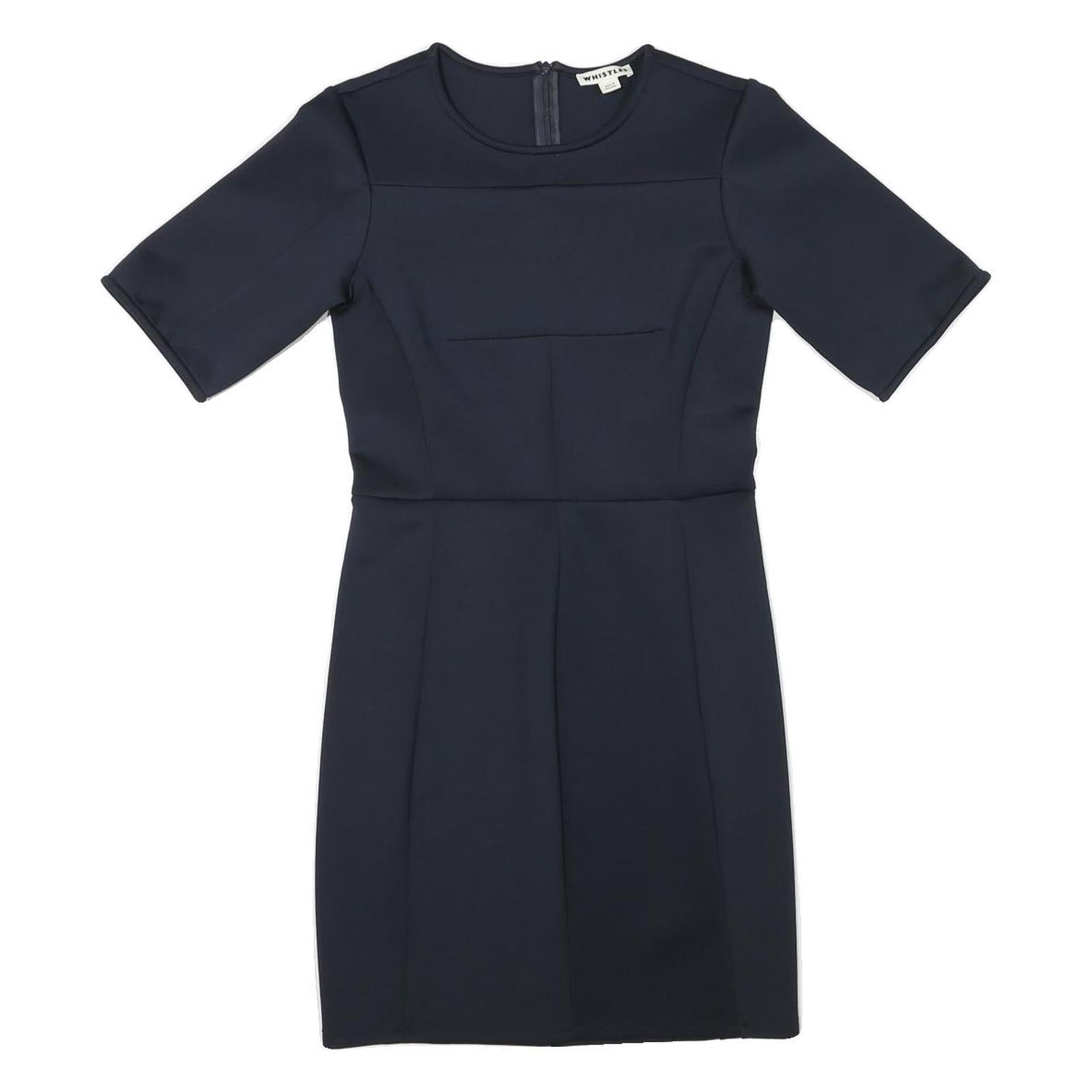 WHISTLES Womens Navy Blue Plain Shift Dress Polyester Blend Short Sleeve S Refurbished - N/A refurbished available on Cerqular