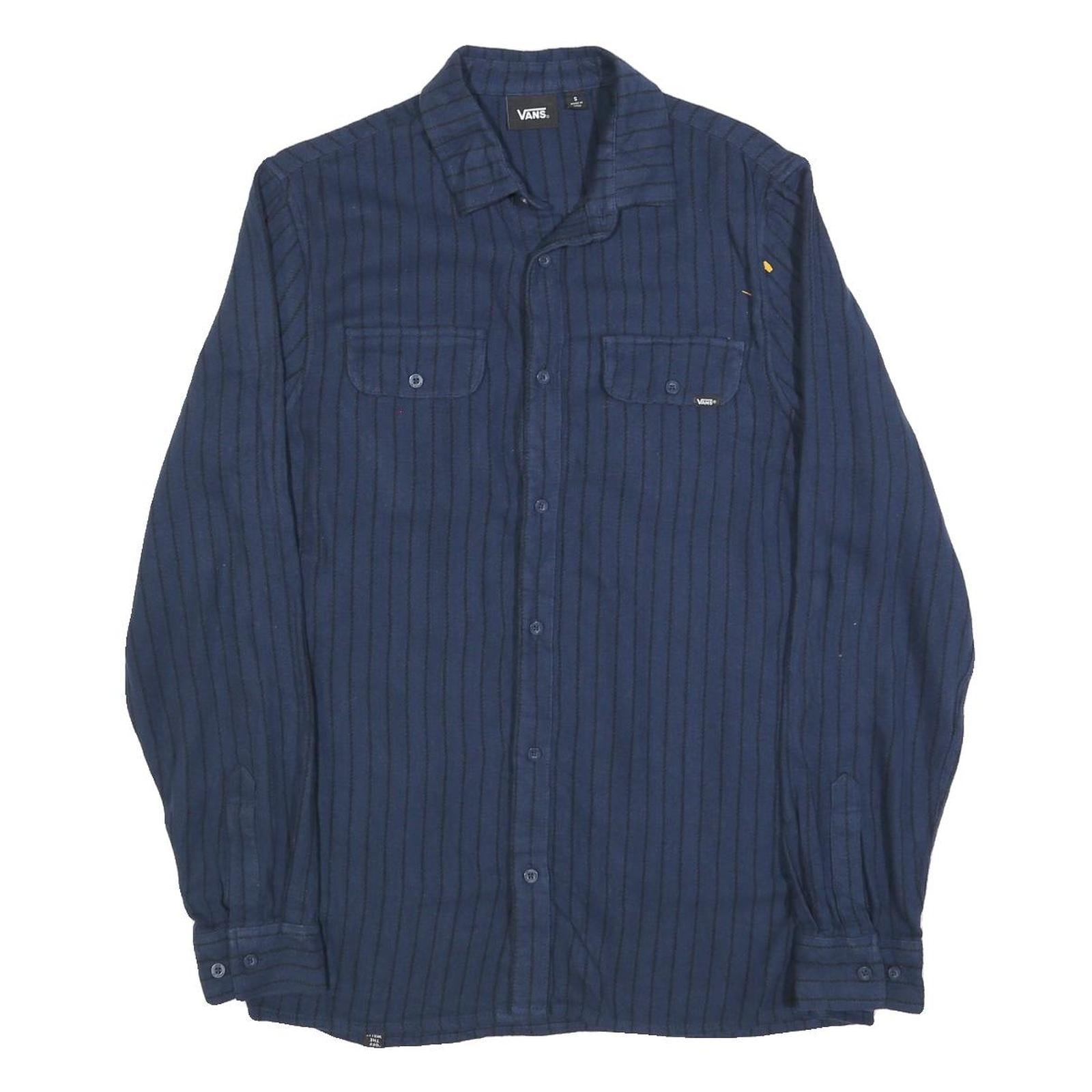 VANS Mens Blue & Black Striped Shirt S Cotton Blend Casual Button Up Refurbished - N/A refurbished available on Cerqular