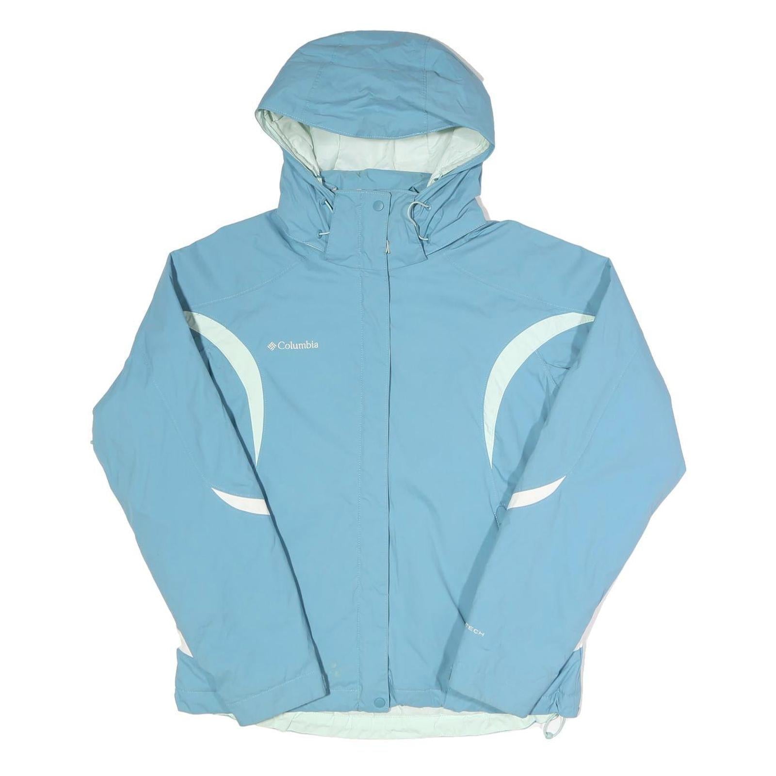 COLUMBIA Womens Blue & White Outdoor Jacket M Nylon Zip Hooded Refurbished - N/A refurbished available on Cerqular