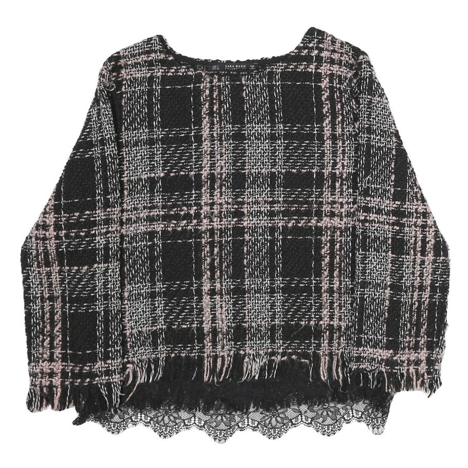 ZARA Mens Black & Pink Patterned Cotton Jumper Crew Neck Basic Knit L Stylish Refurbished - N/A refurbished available on Cerqular