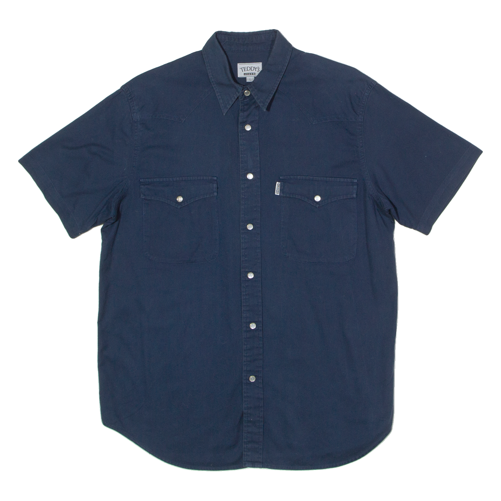 TEDDY'S Western Mens Plain Shirt Blue 90s L Refurbished - N/A refurbished available on Cerqular