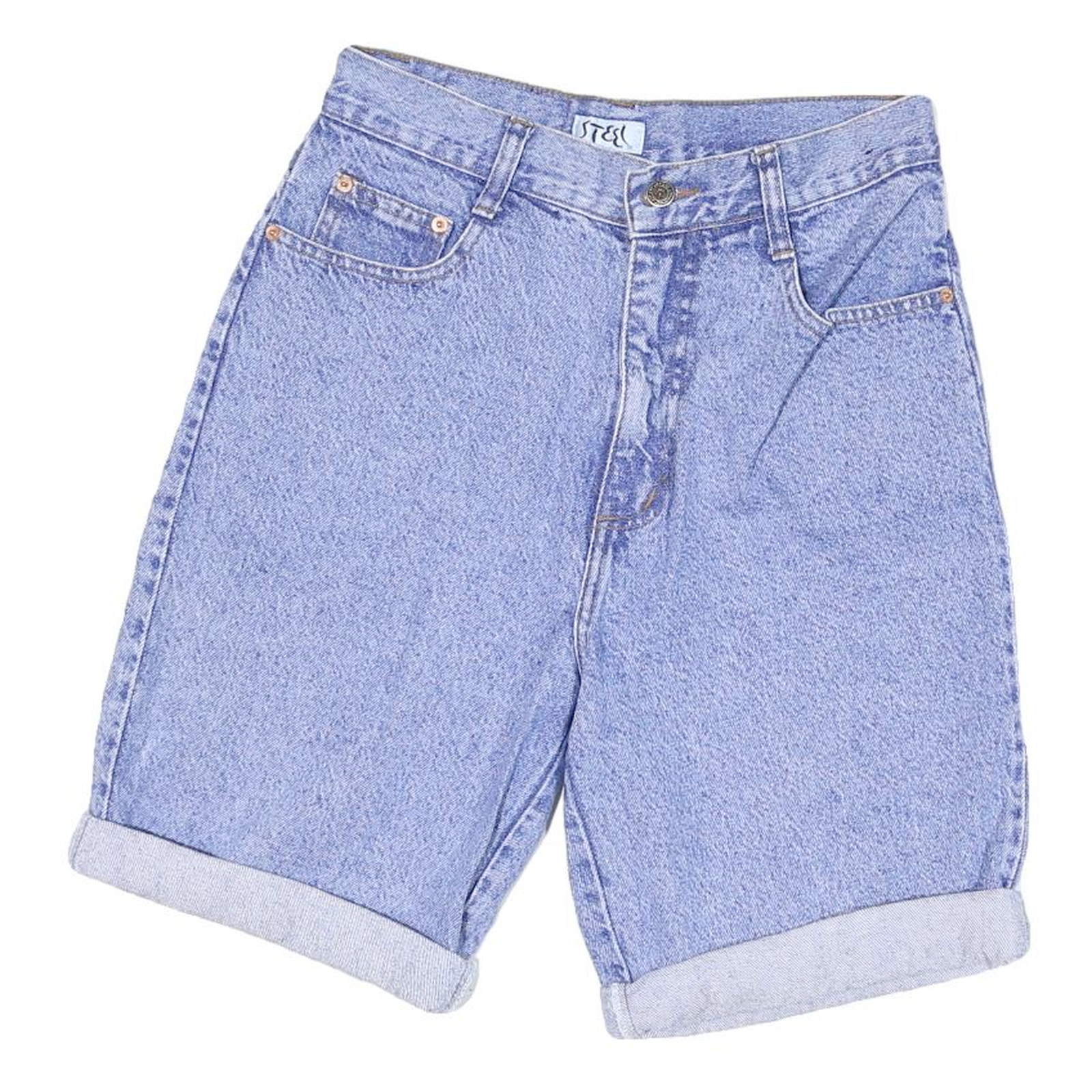 STEEL Womens Blue Denim Casual Shorts M W28 Rolled Hem Cotton Blend Refurbished - N/A refurbished available on Cerqular