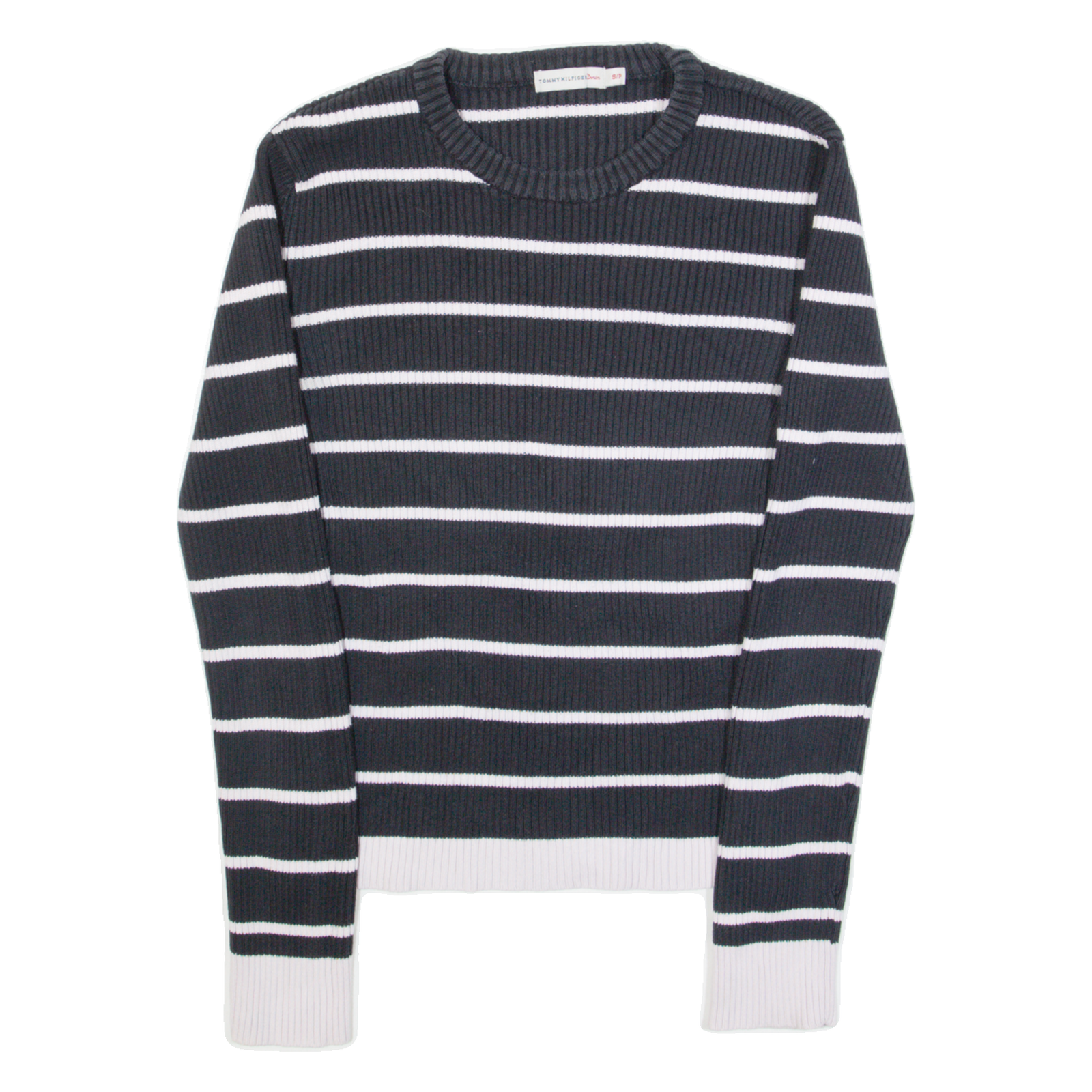 TOMMY HILFIGER Womens Patterned Jumper Blue Striped Tight Knit S Refurbished - N/A refurbished available on Cerqular