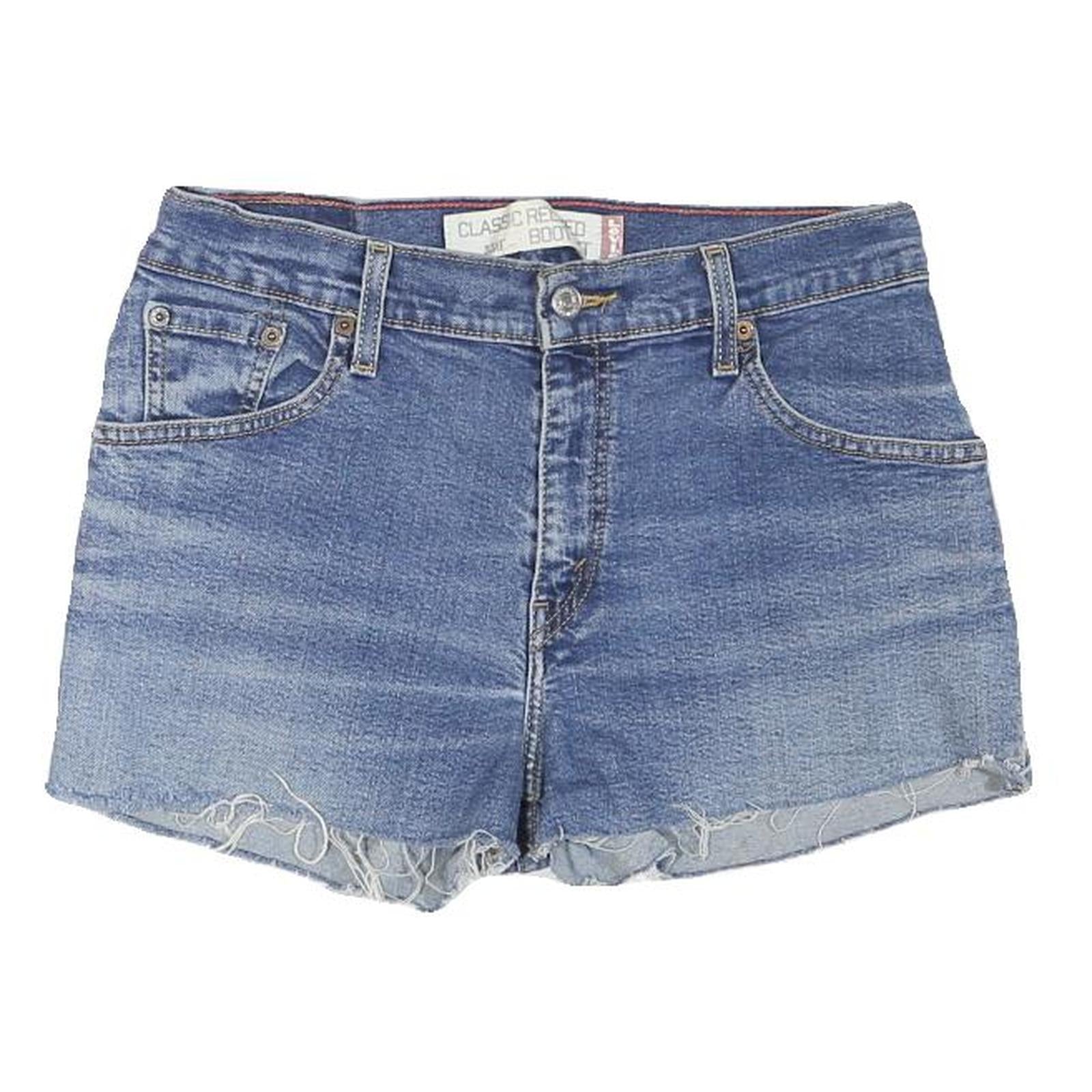 LEVI'S Womens Blue Denim Casual Shorts M W30 Classic Bootcut Frayed Hem Refurbished - N/A refurbished available on Cerqular
