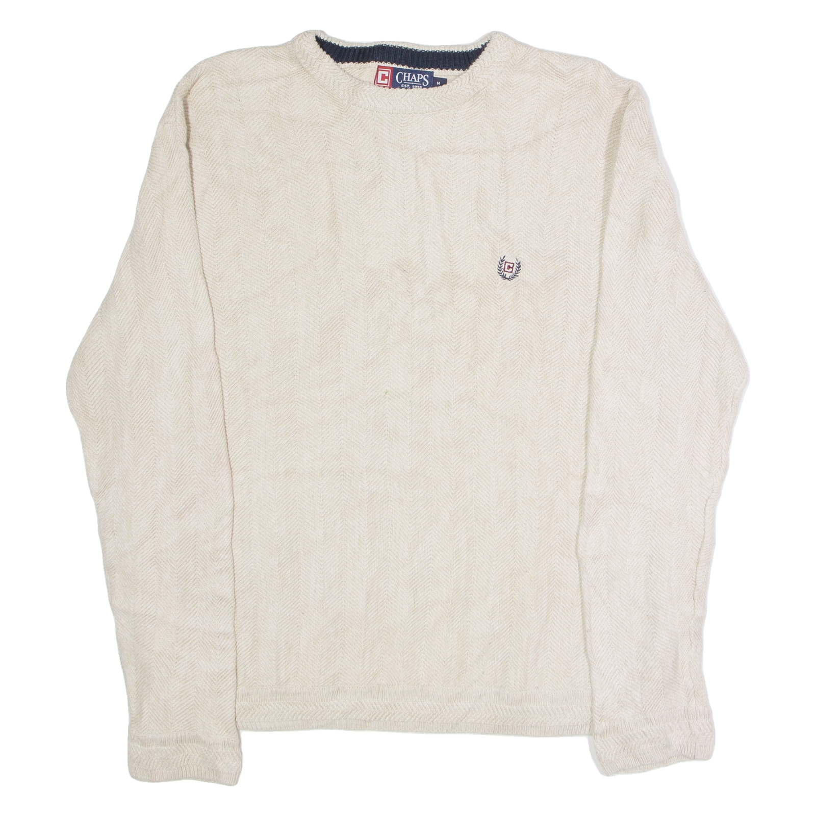 CHAPS Mens Jumper Beige Crew Neck Tight Knit M Refurbished - N/A refurbished available on Cerqular