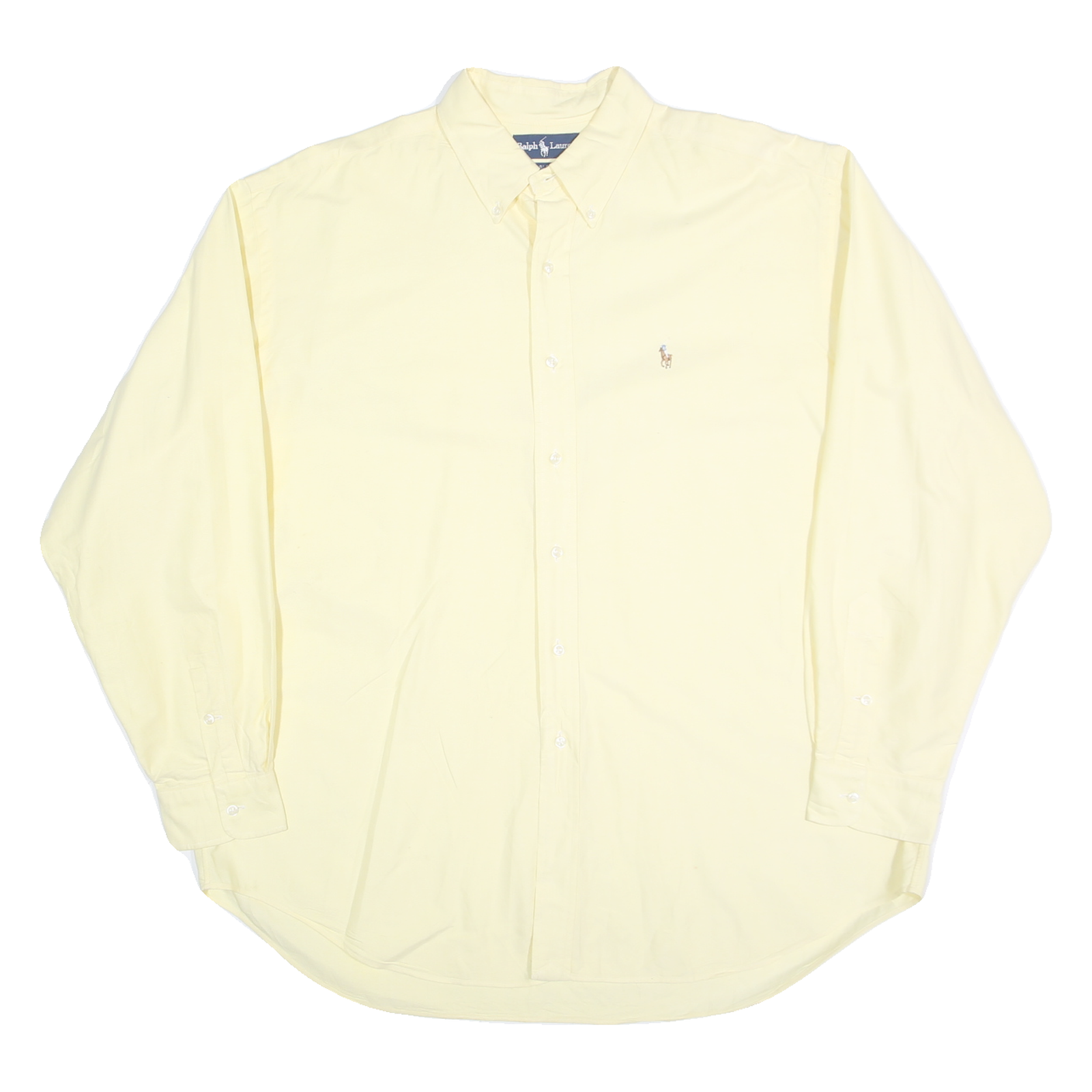 RALPH LAUREN Mens Yellow Plain Shirt XL Classic Button-Down Cotton Blend Refurbished - N/A refurbished available on Cerqular