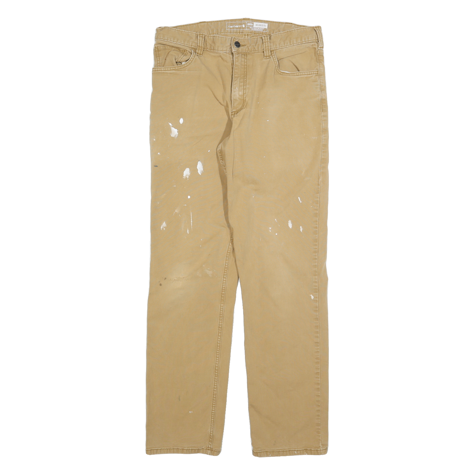 CARHARTT Mens Cotton Blend Beige Relaxed Straight Trousers W33 L34 Workwear Refurbished - N/A refurbished available on Cerqular