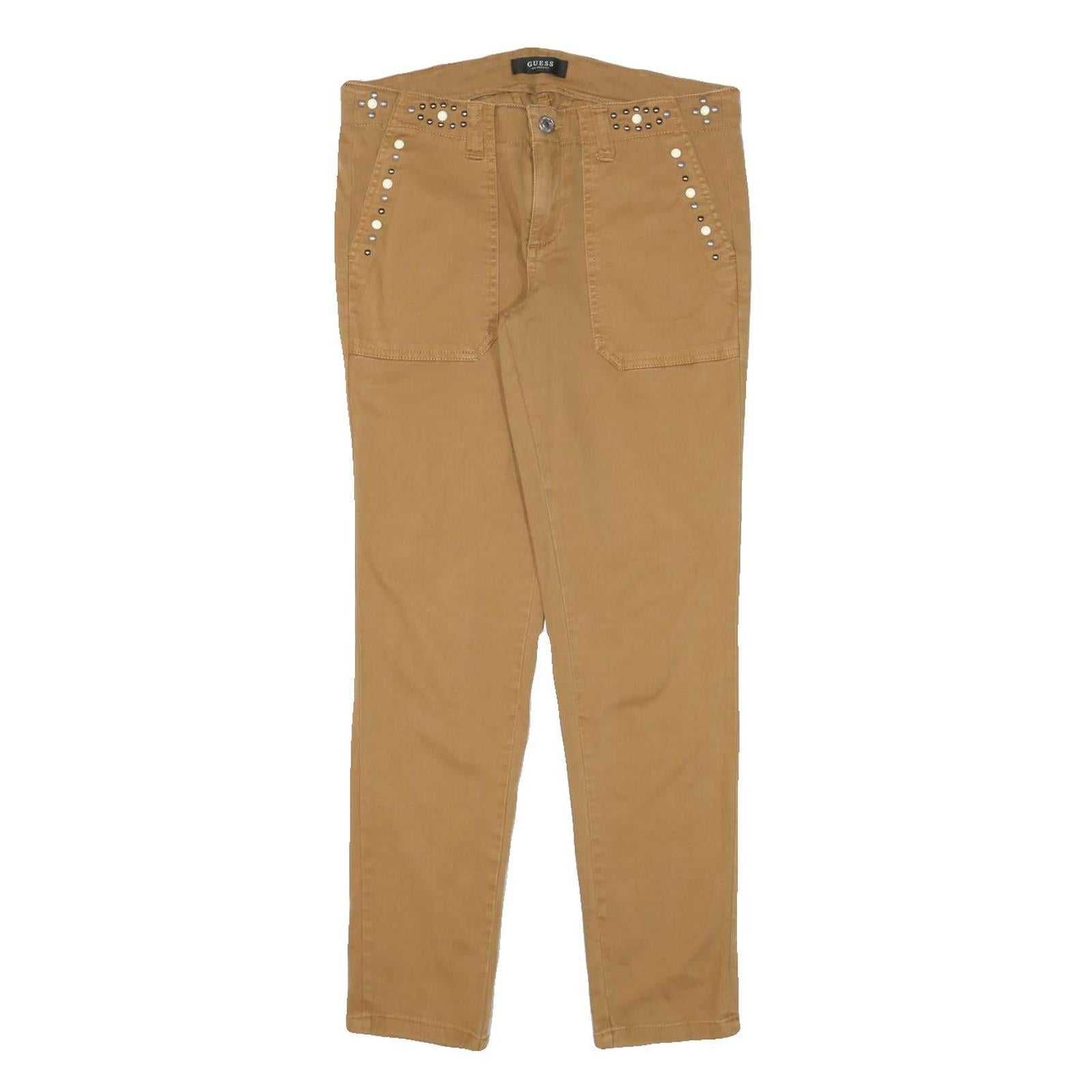 Buy GUESS Womens Cotton Blend Brown Slim Skinny Trousers W30 L28 Stylish Stud Detail Refurbished - $36.39 GUESS Womens Cotton Blend Brown Slim Skinny Trousers W30 L28 Stylish Stud Detail Refurbished - N/A refurbished available on Cerqular