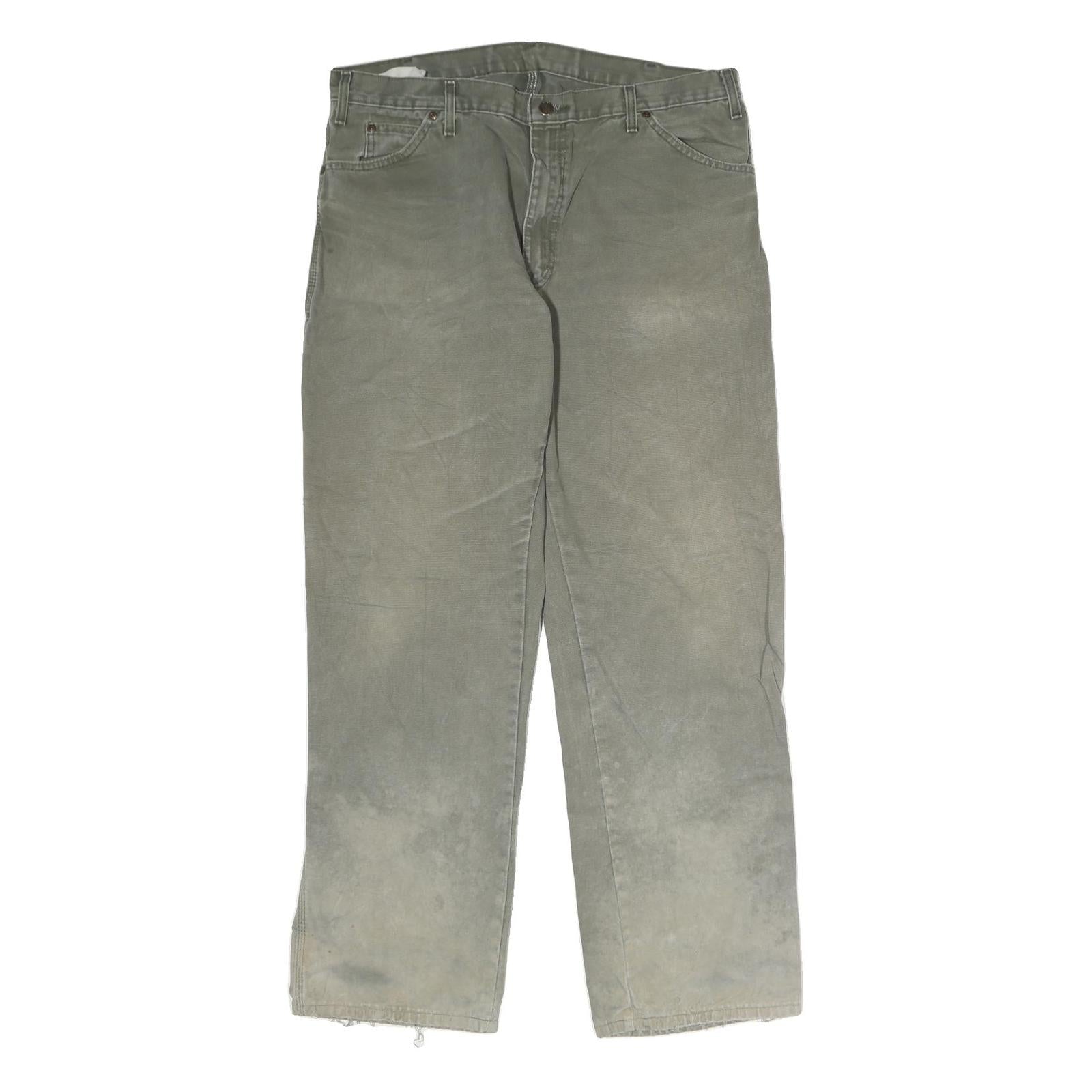 DICKIES Mens Jeans Olive Green Regular Straight Denim Fair W40 L34 Workwear Zip Refurbished - N/A refurbished available on Cerqular