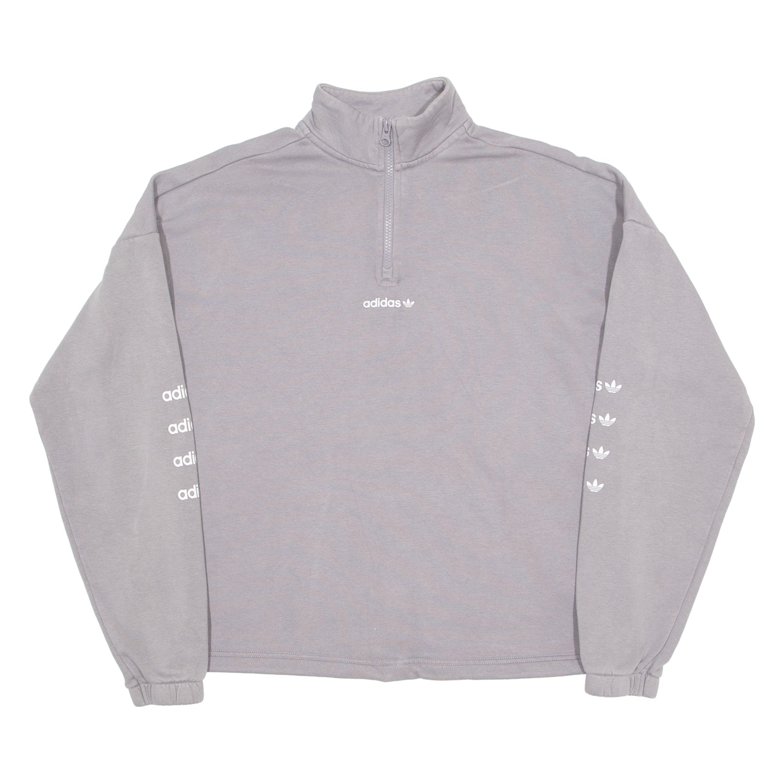 ADIDAS ORIGINALS Womens Sweatshirt Grey 1/4 Zip UK 12 Refurbished - N/A refurbished available on Cerqular