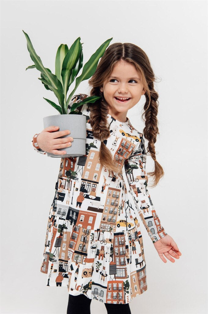 Organic cotton girl's dress - New York | Size: 4-6 Refurbished - N/A (Note: This brand may not be well-known globally refurbished available on Cerqular