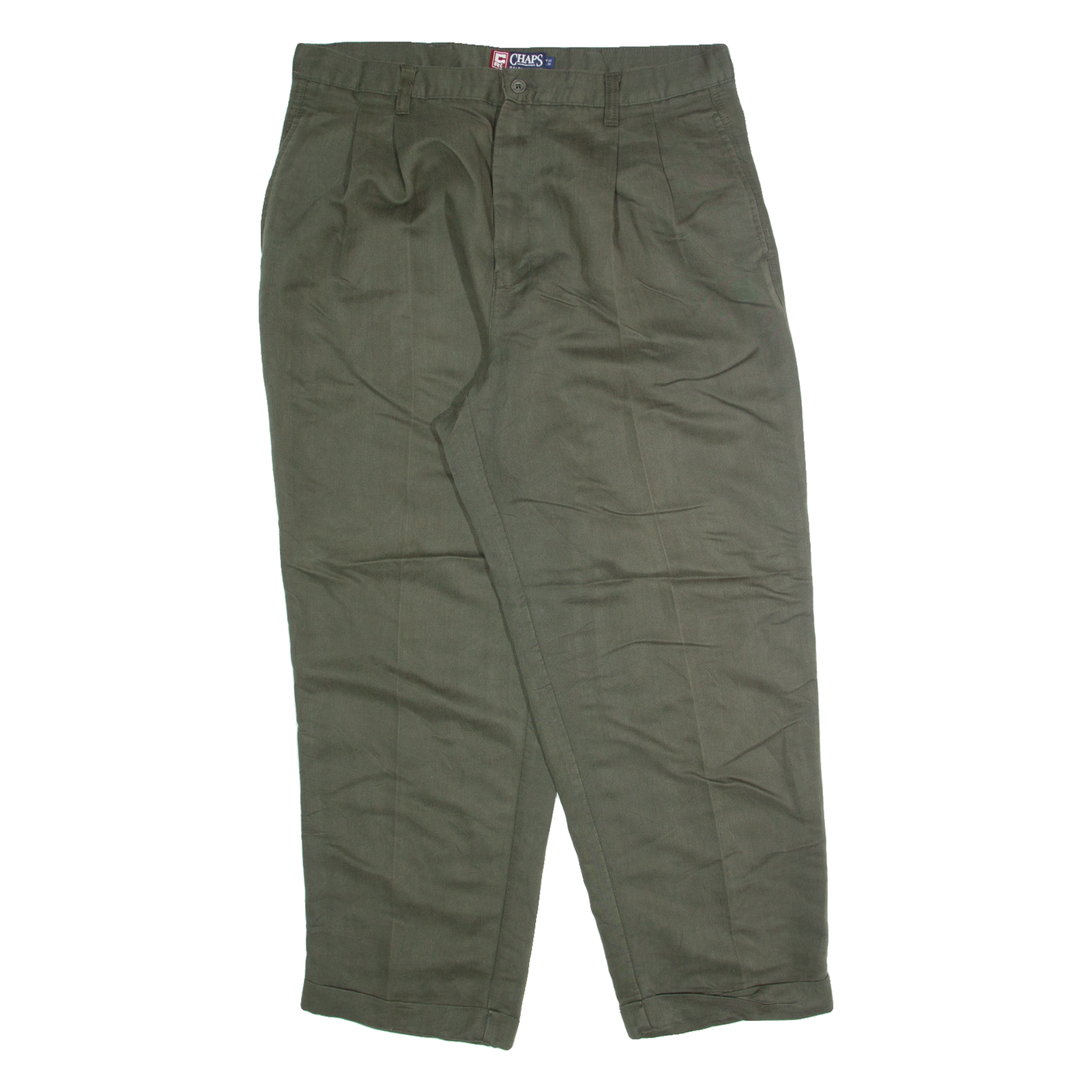 CHAPS RALPH LAUREN Pleated Chino Mens Trousers Green Regular Straight W38 L27 Refurbished - N/A refurbished available on Cerqular