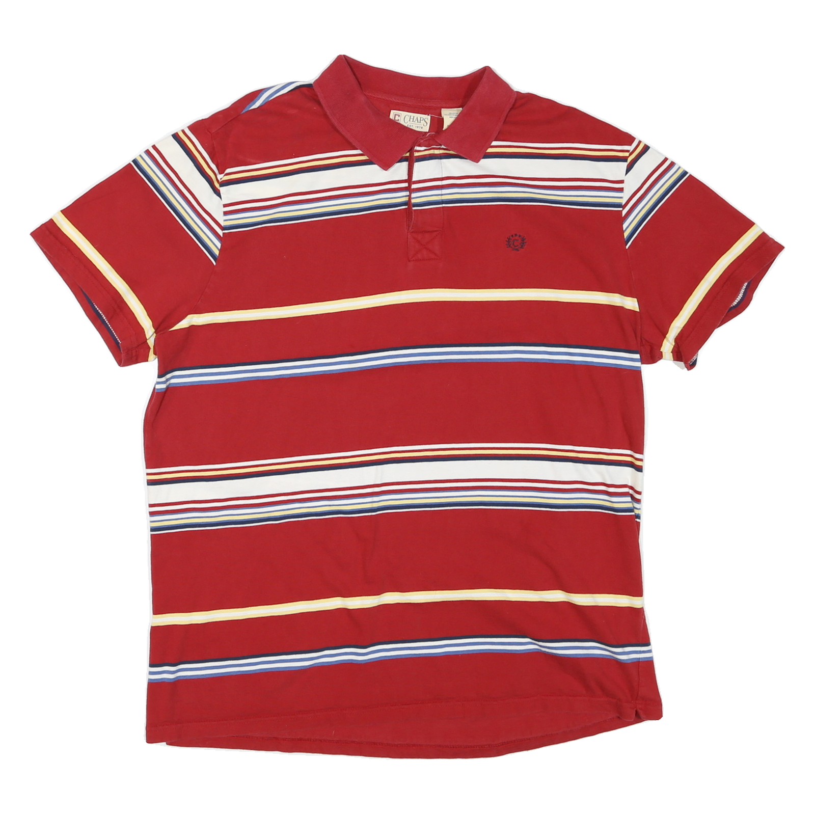 CHAPS Mens Red & White Striped Short Sleeve Polo Shirt XL Classic Fit Cotton Refurbished - N/A refurbished available on Cerqular