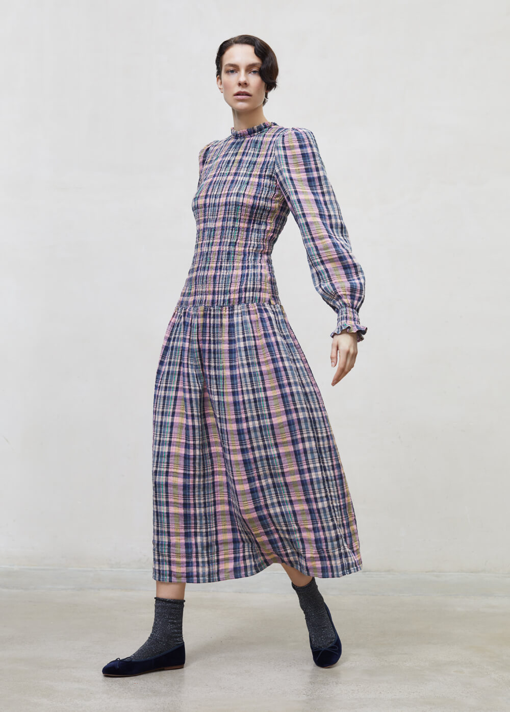 Buy Women checked midi dress | Size: S Refurbished - $127.40 Women checked midi dress | Size: S Refurbished - N/A (Note: This brand may not be well-known globally refurbished available on Cerqular