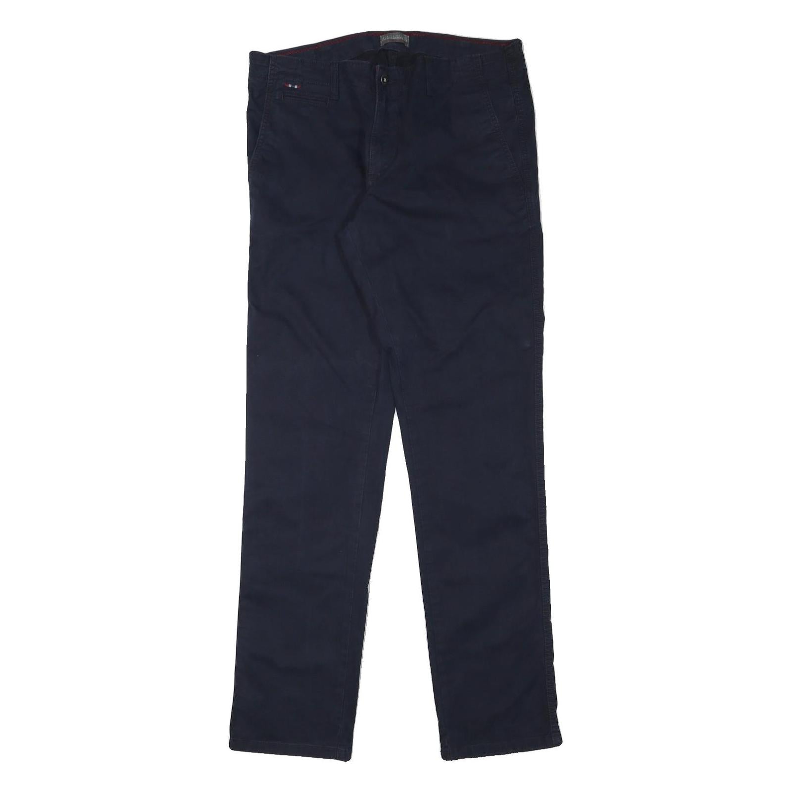 NAPAPIJRI Mens Cotton Blend Slim Navy Blue Trousers W35 L34 Zip Closure Casual Refurbished - N/A refurbished available on Cerqular