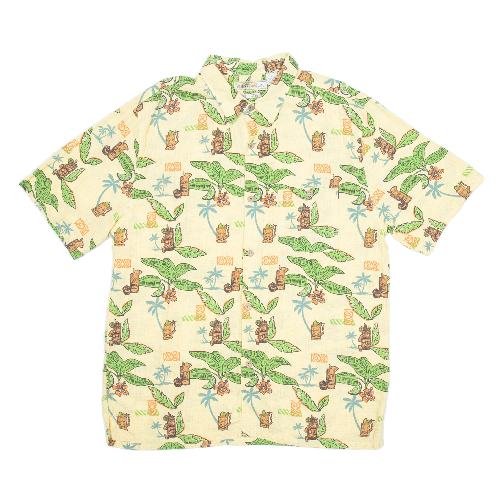 JOE MARLIN Mens Hawaiian Shirt Yellow Floral XL Refurbished - N/A refurbished available on Cerqular