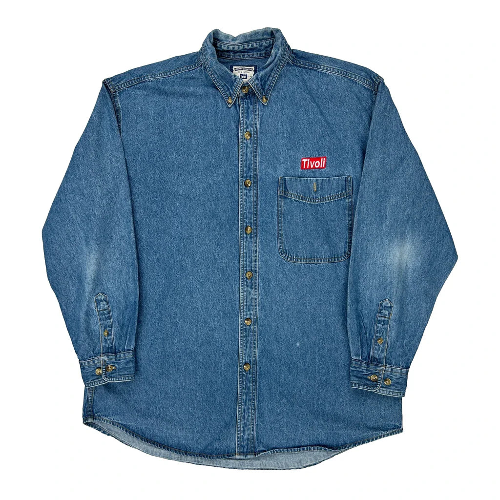 Lee Denim Shirt - Large Blue Cotton Refurbished - Thrifted (note: this is a term often used to describe second- refurbished available on Cerqular