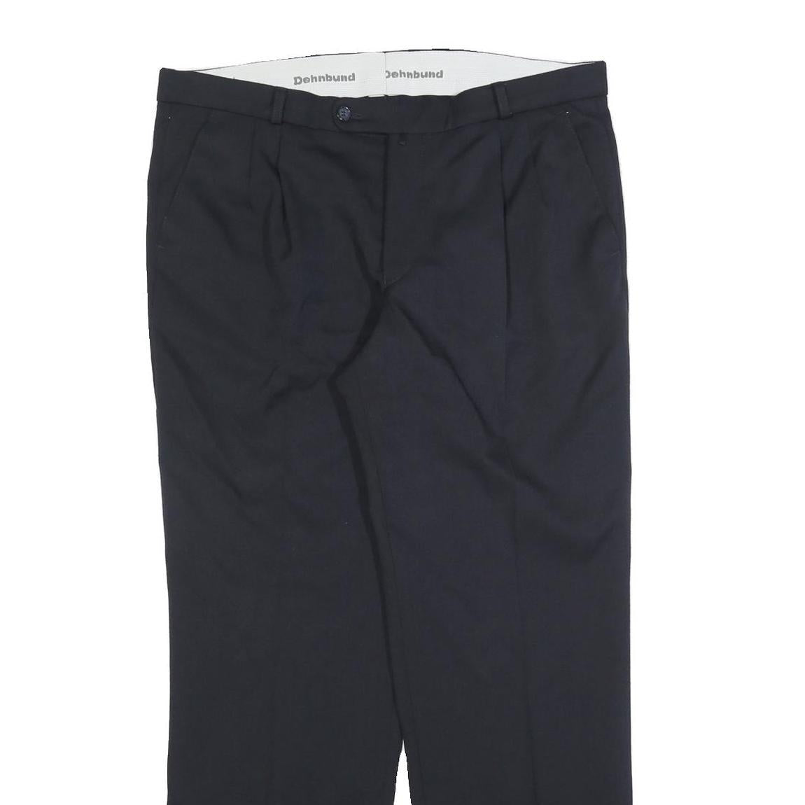 KINGFIELD Mens Wool Blend Navy Relaxed Straight Trousers W36 L30 Formal Smart Refurbished - N/A refurbished available on Cerqular