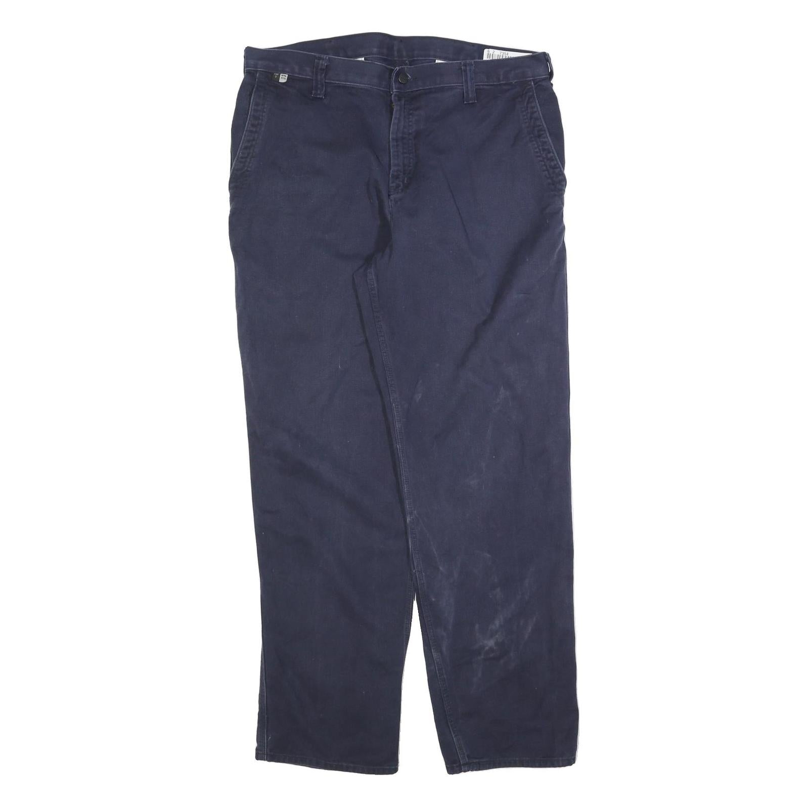 CARHARTT Mens Cotton Blend Blue Relaxed Straight Trousers W36 L34 Workwear Refurbished - N/A refurbished available on Cerqular