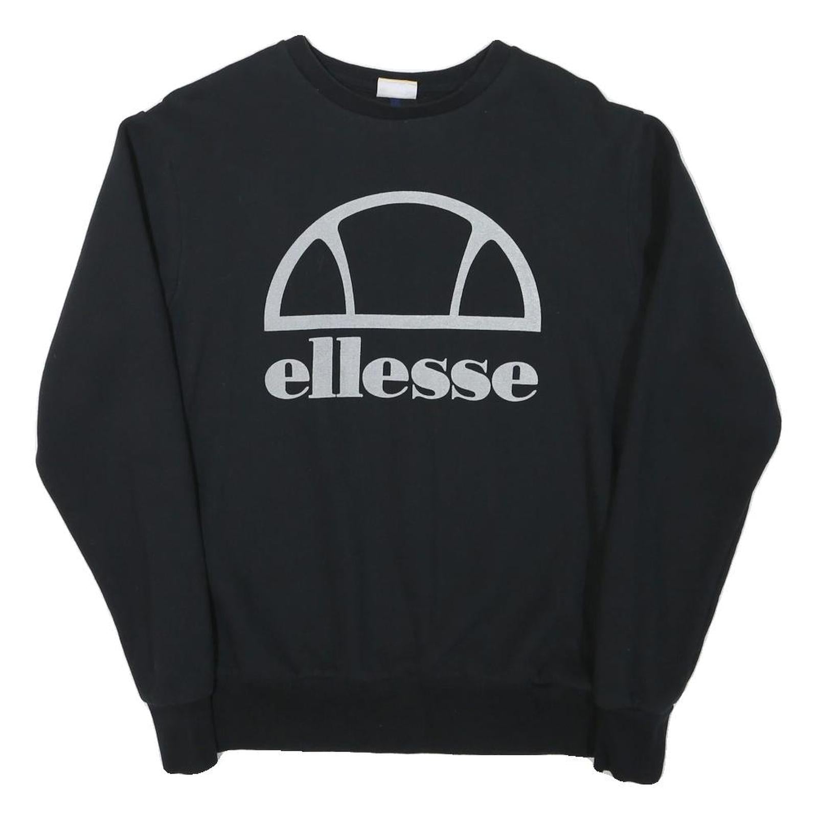 ELLESSE Womens Black Sweatshirt Crew Neck UK 14 Cotton Blend Logo Pullover Refurbished - N/A refurbished available on Cerqular