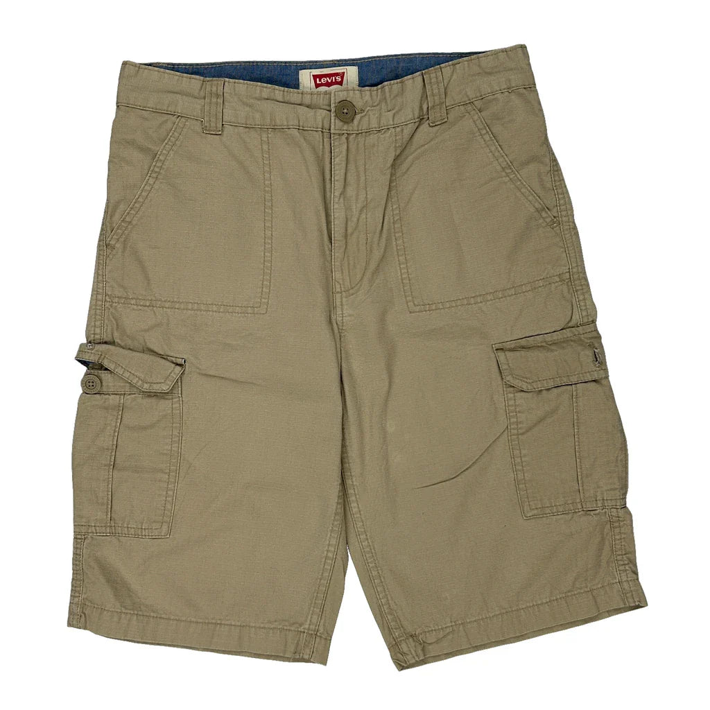 Levis Cargo Shorts - 32W 12L Beige Cotton Refurbished - Thrifted (note: this is a term often used to describe second- refurbished available on Cerqular