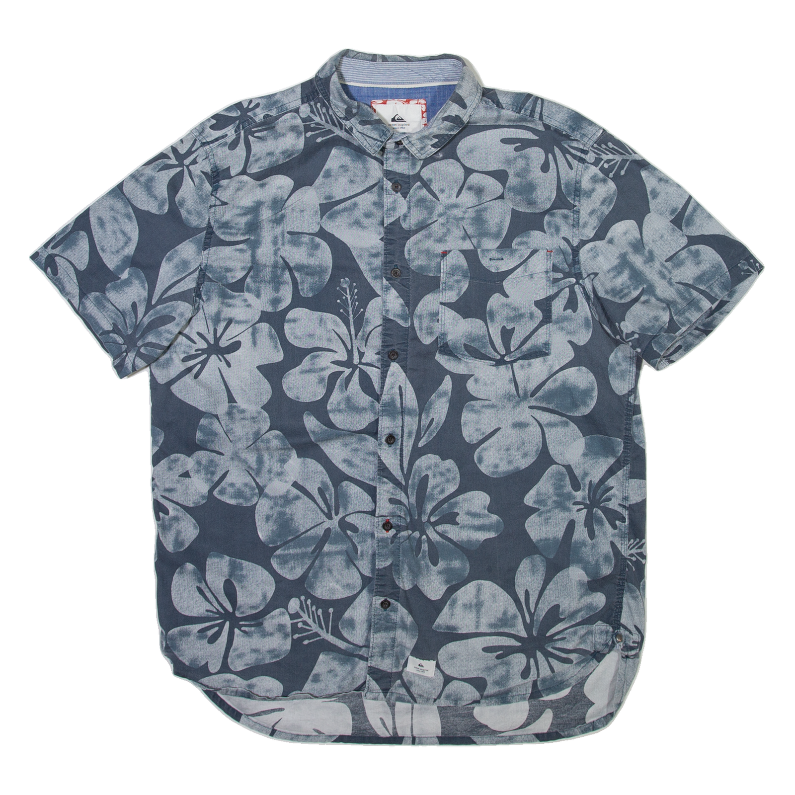 OCEAN INSPIRED Mens Hawaiian Shirt Grey Floral XL Refurbished - N/A refurbished available on Cerqular