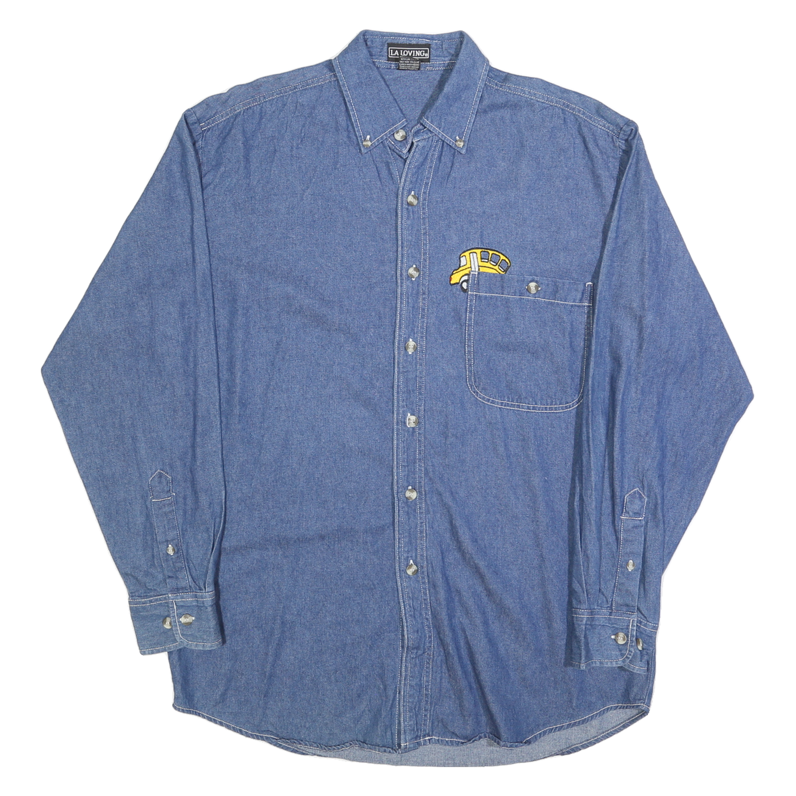 LA LOVING Mens Blue Denim Shirt M Button-Down Collar Long Sleeve Casual Refurbished - N/A refurbished available on Cerqular