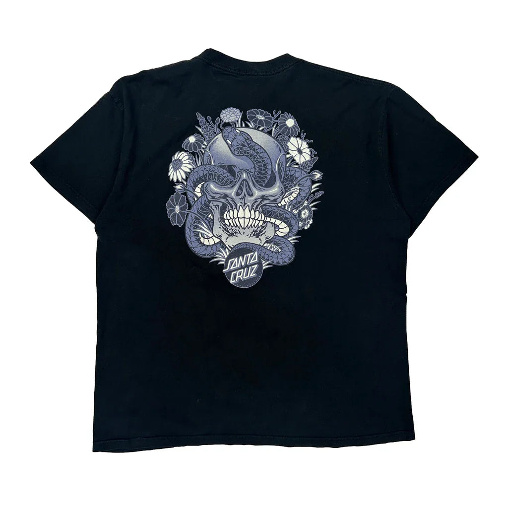 Santa Cruz Graphic T-Shirt - Large Blue Cotton Refurbished - Thrifted (note: this is a term often used to describe second- refurbished available on Cerqular